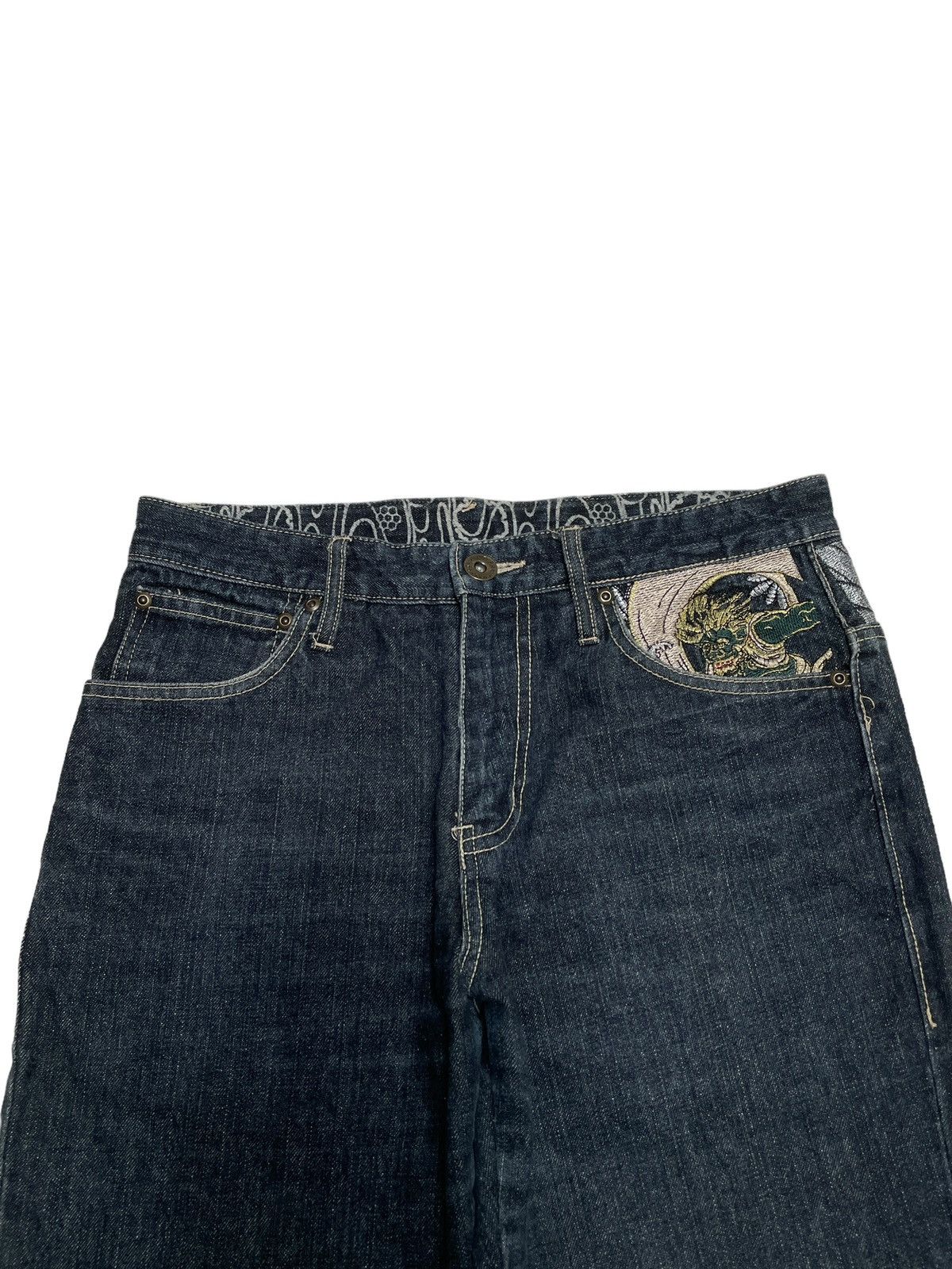 If Six Was Nine Rare Design Vintage Japanese Brand GUMU Sukajan Jeans 1990s Size US 31 - 5 Thumbnail