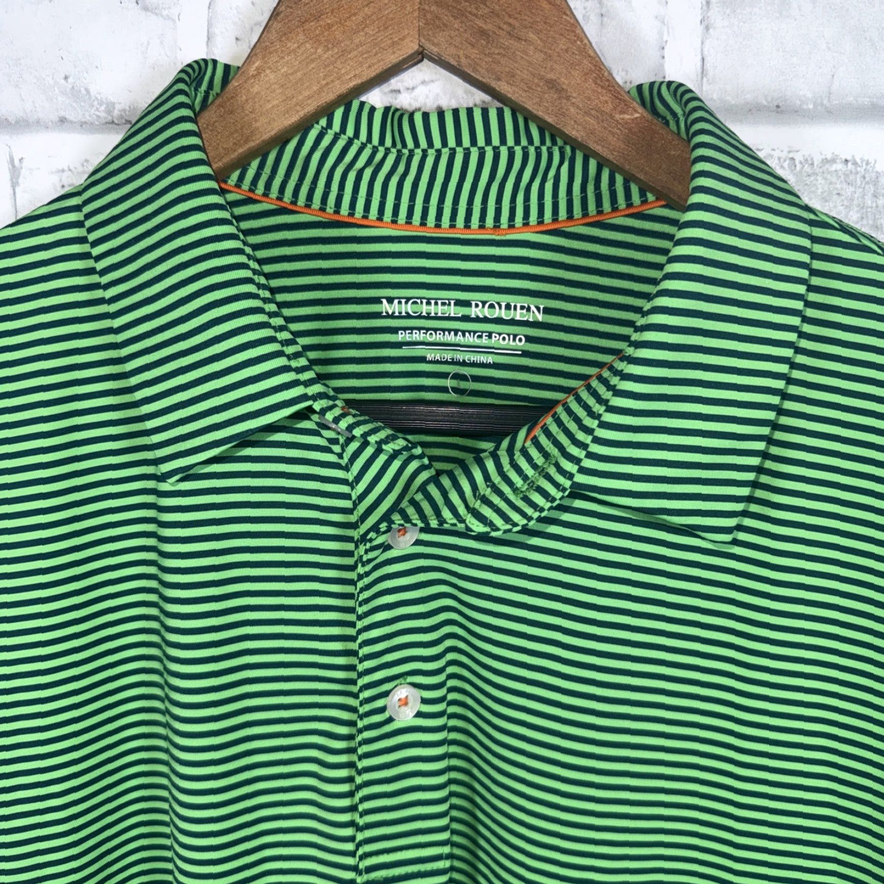 Vintage VINTAGE Michel Rouen Performance Polo Green Striped Polo Shirt Mens Size L Size US L / EU 52-54 / 3 - 2 Thumbnail