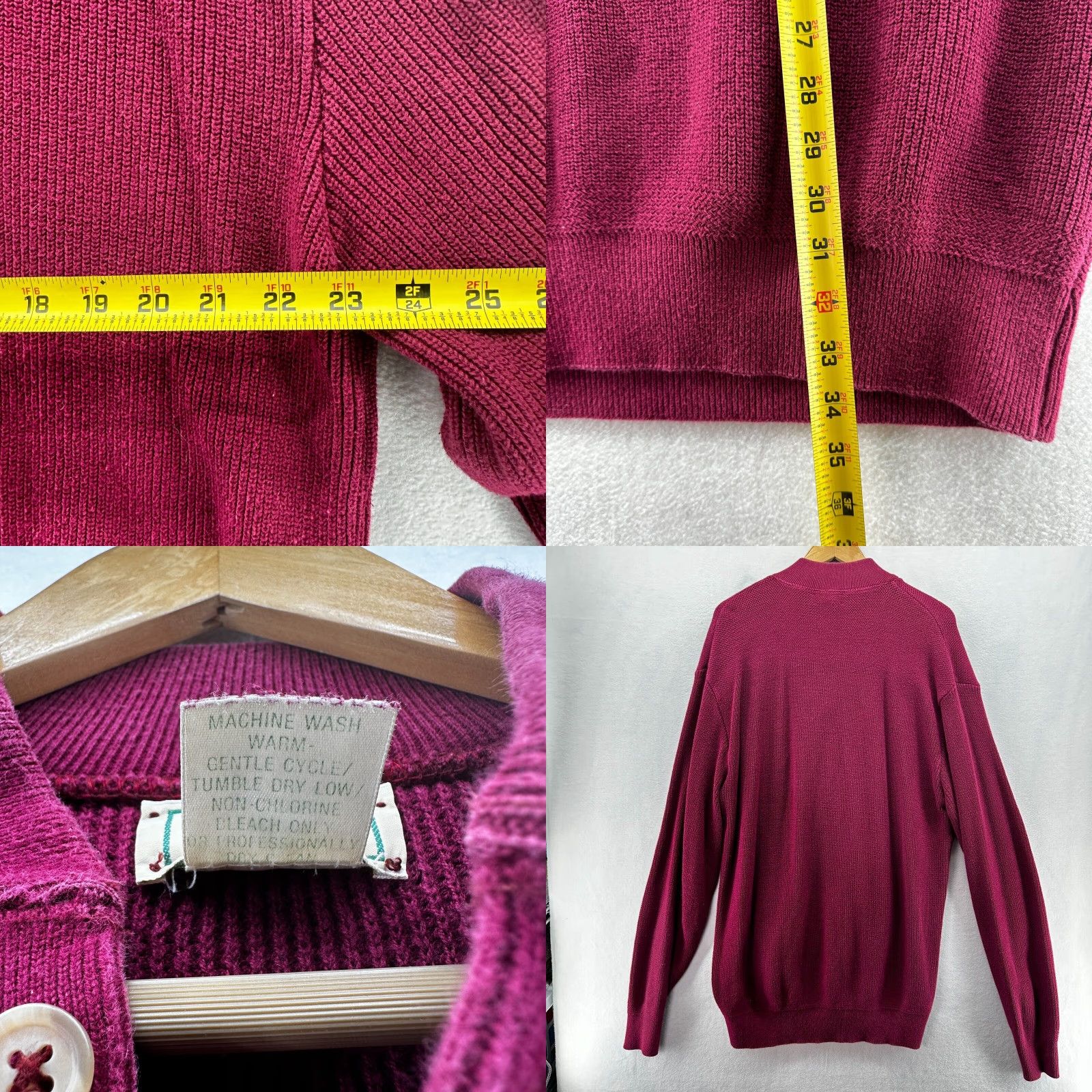 Vintage VINTAGE L.L. Bean Sweater Pullover Knit Crew Neck Long Sleeve 2XL Maroon Red Button Cotton Wool USA Mens Size US XXL / EU 58 / 5 - 8 Thumbnail