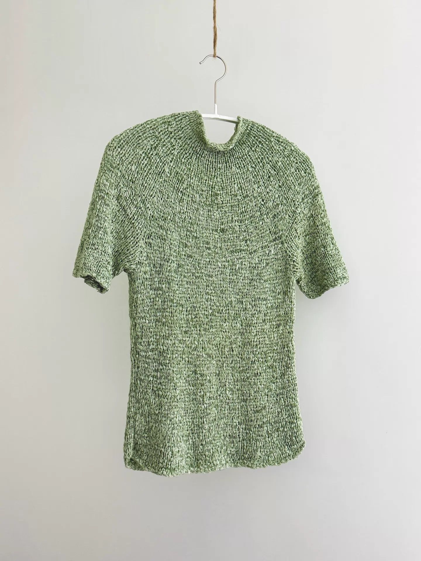 Issey Miyake ISSEY MIYAKE Haat Light Green Silk Knit Top Size XS / US 0-2 / IT 36-38 - 1 Thumbnail