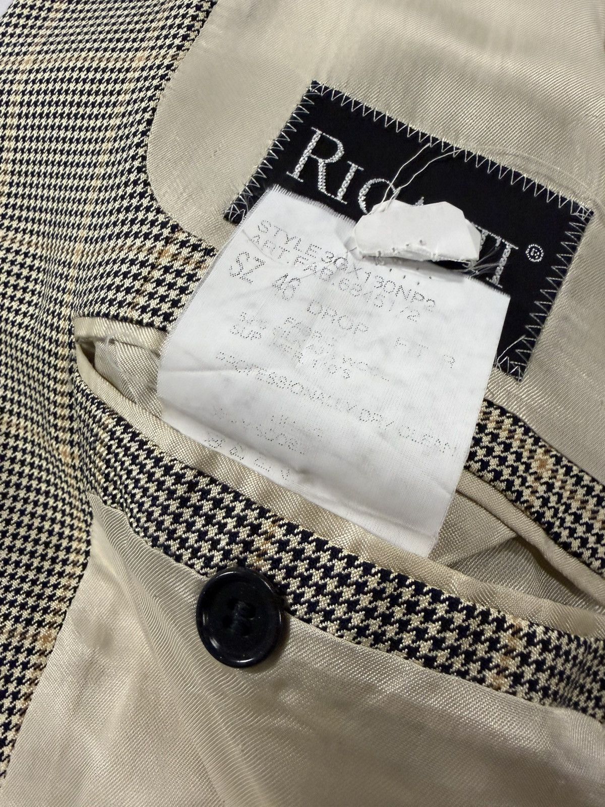 Other E Thomas Rigatti Silk Wool Houndstooth Blazer Sport Coat 46R Size 46R - 6 Thumbnail
