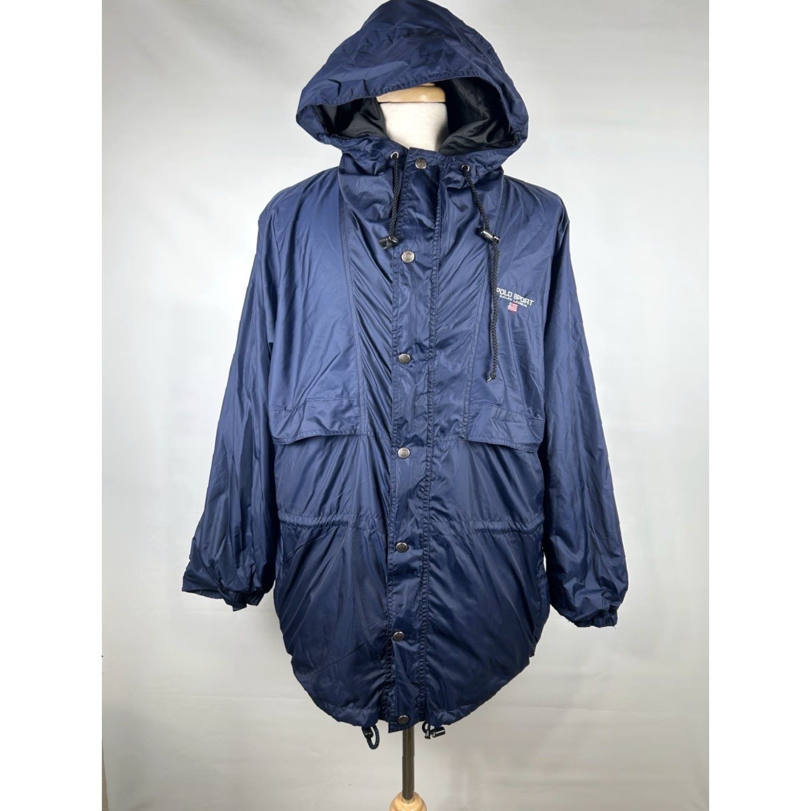 Vintage Polo Sport Jacket Windbreaker Hooded Zip Navy Blue L Mens Blue Sports Size US L / EU 52-54 / 3 - 2 Thumbnail