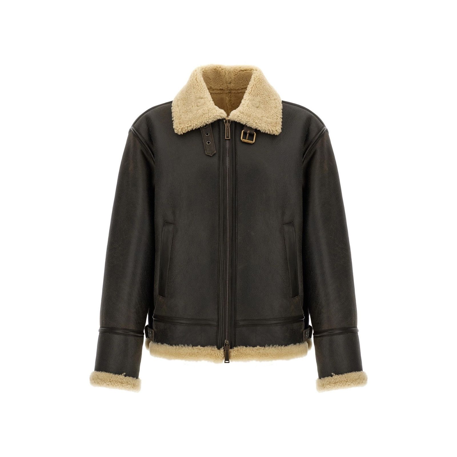 Dsquared2 DSQUARED2 Aviator Brown Leather Jacket New & Authentic (Men' Size US L / EU 52-54 / 3 - 1 Thumbnail