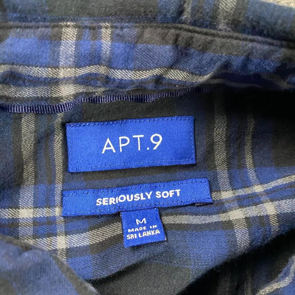 Apt. 9 Apt. 9 Flannel Shirt Men's Medium Plaid Blue Button Up Size US M / EU 48-50 / 2 - 2 Thumbnail
