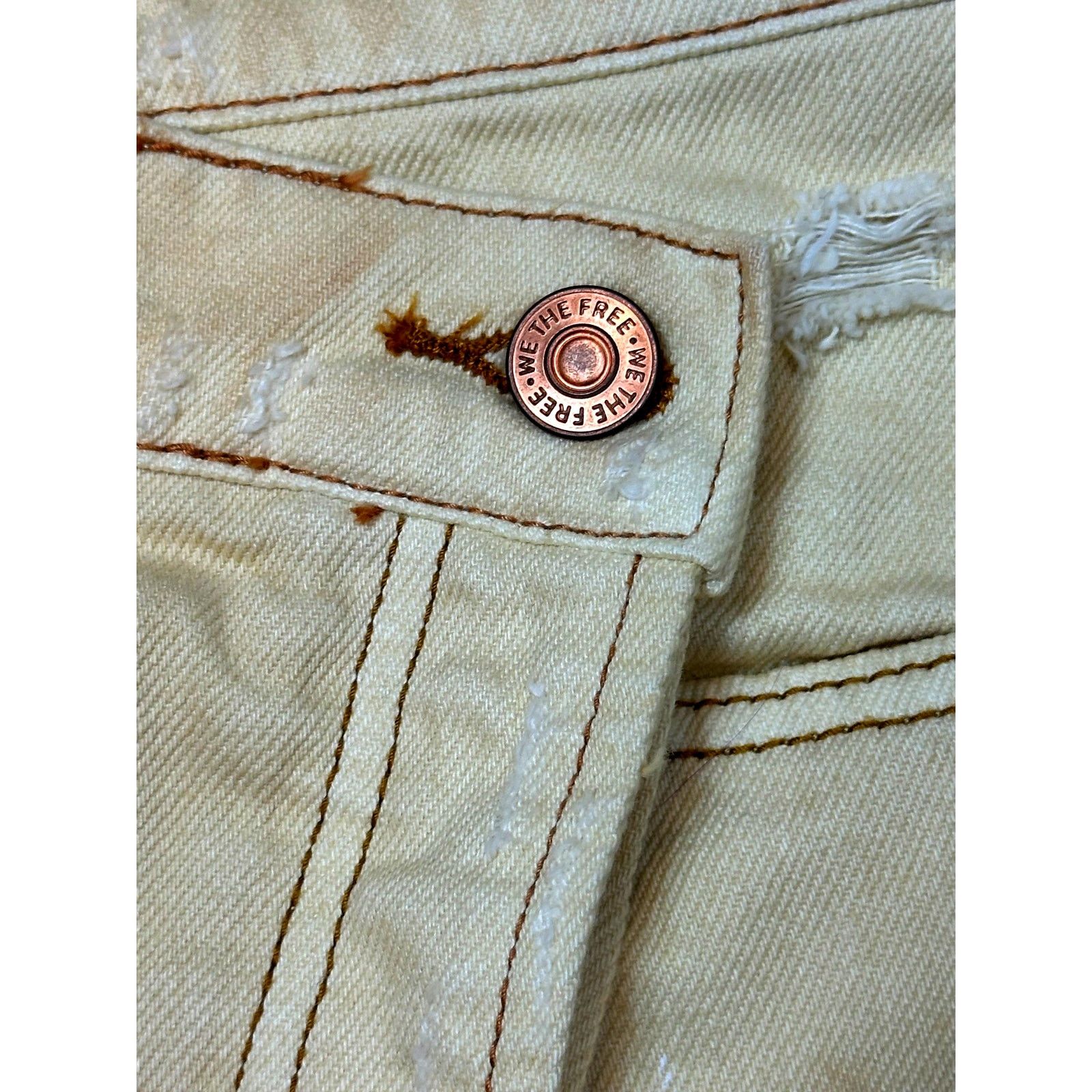Free People Free People Parker Wrap Denim Mini Skirt Butter Cream 27 Size 27" / US 4 / IT 40 - 18 Thumbnail