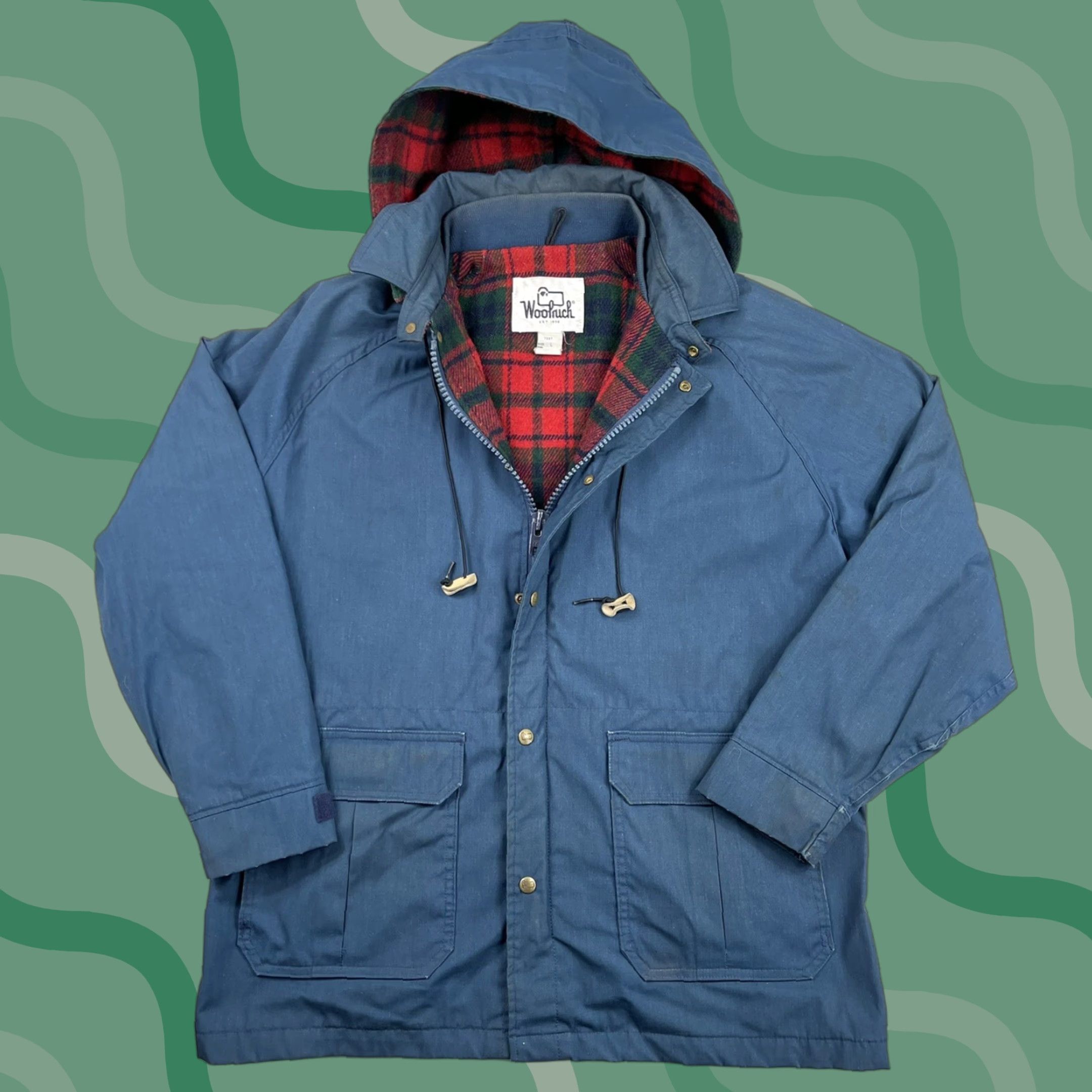 Vintage VINTAGE Woolrich Parka Coat Wool Lined Hooded USA Winter Coat Men L Blue 80s Hiking Size US L / EU 52-54 / 3 - 1 Thumbnail
