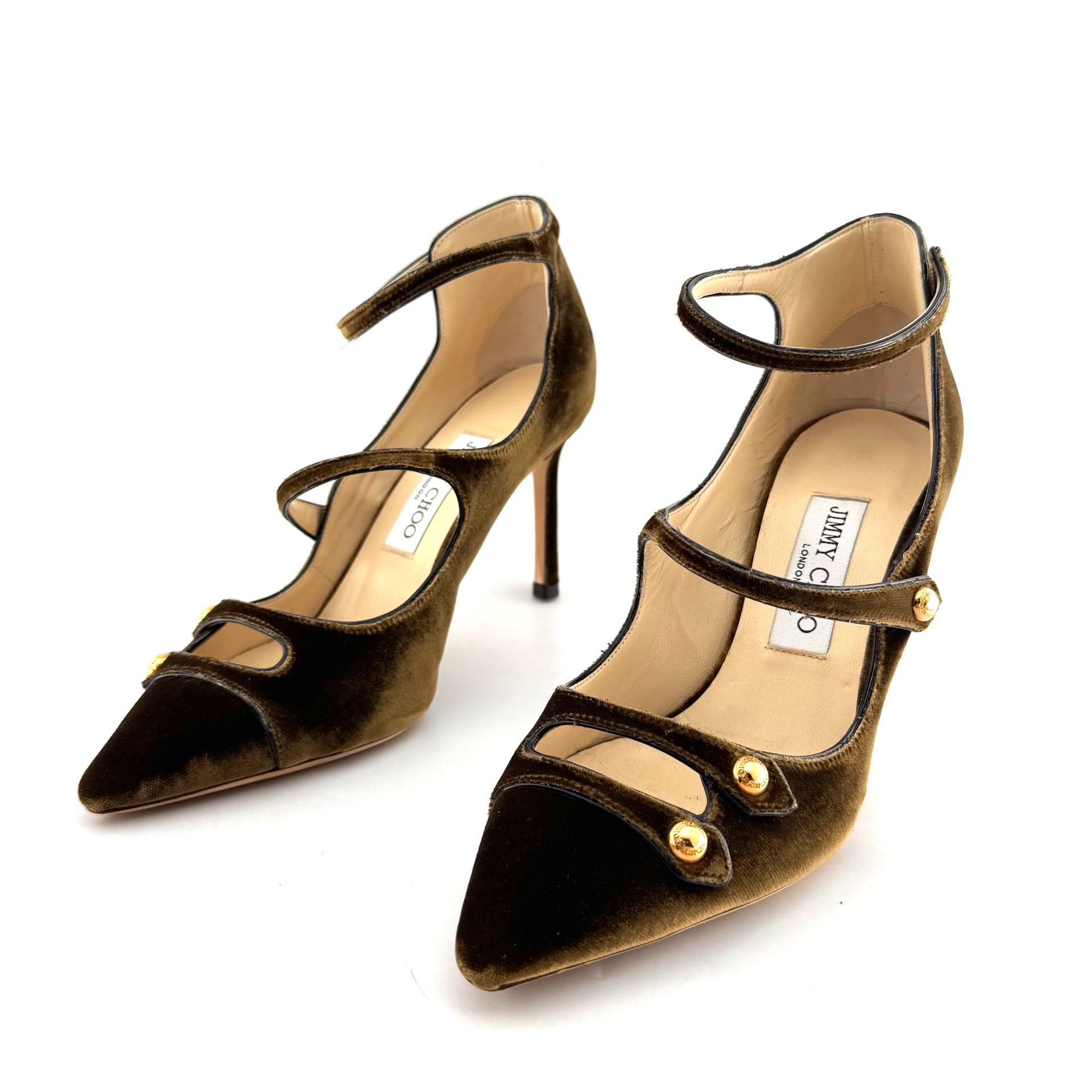 Jimmy Choo Jimmy Choo Suede Stiletto Ankle Strap Heels Size US 6 / IT 36 - 1 Thumbnail