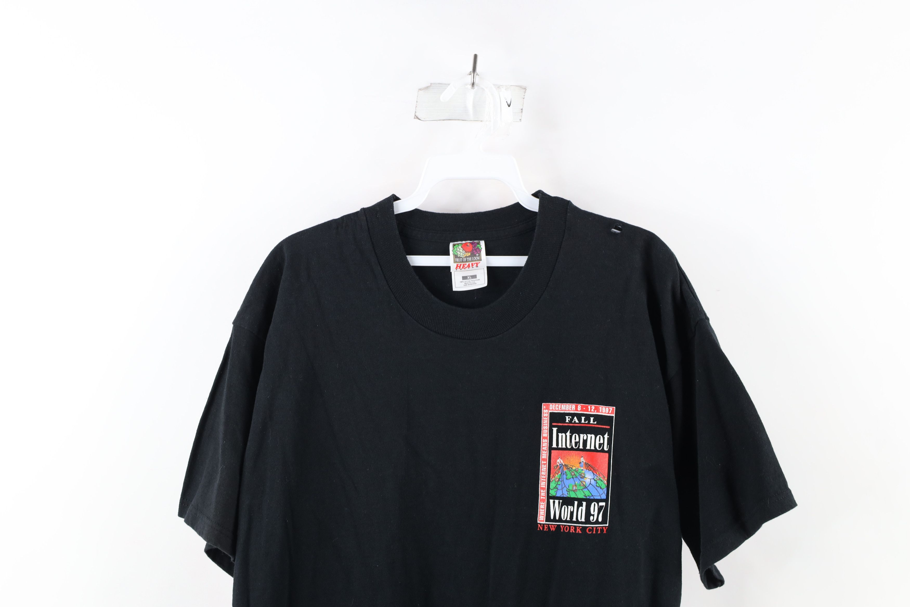 Vintage Vintage 90s Spell Out New York City Internet World T-Shirt Size US L / EU 52-54 / 3 - 2 Thumbnail