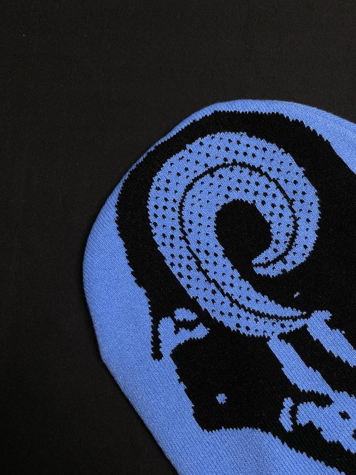 Japanese Brand Deadstock Abstract Spiral Head Skully No Cuff Beanie Blue Size ONE SIZE - 4 Thumbnail
