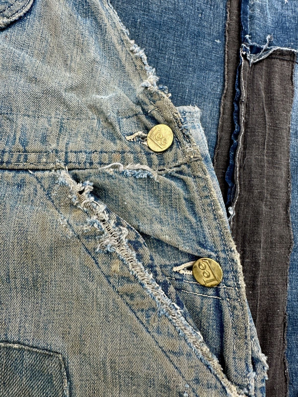 Lee 40s Trashed Union Sanforized Jelt Denim patchwork farmer bib Size US 38 / EU 54 - 8 Thumbnail