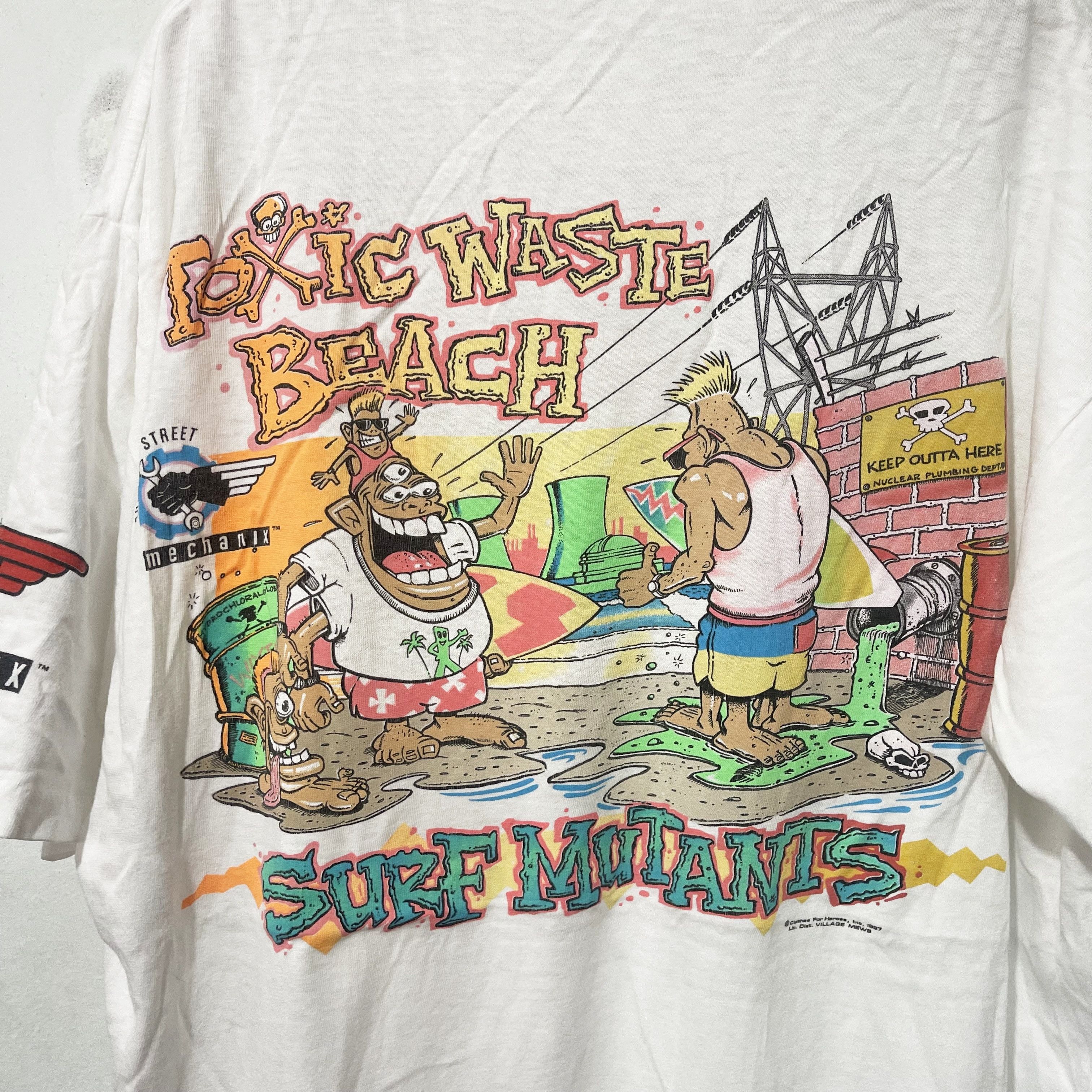 Vintage Vintage 80s Surf Mutants Toxic Waste Surfing Mechanix Shirt Size US XL / EU 56 / 4 - 2 Thumbnail