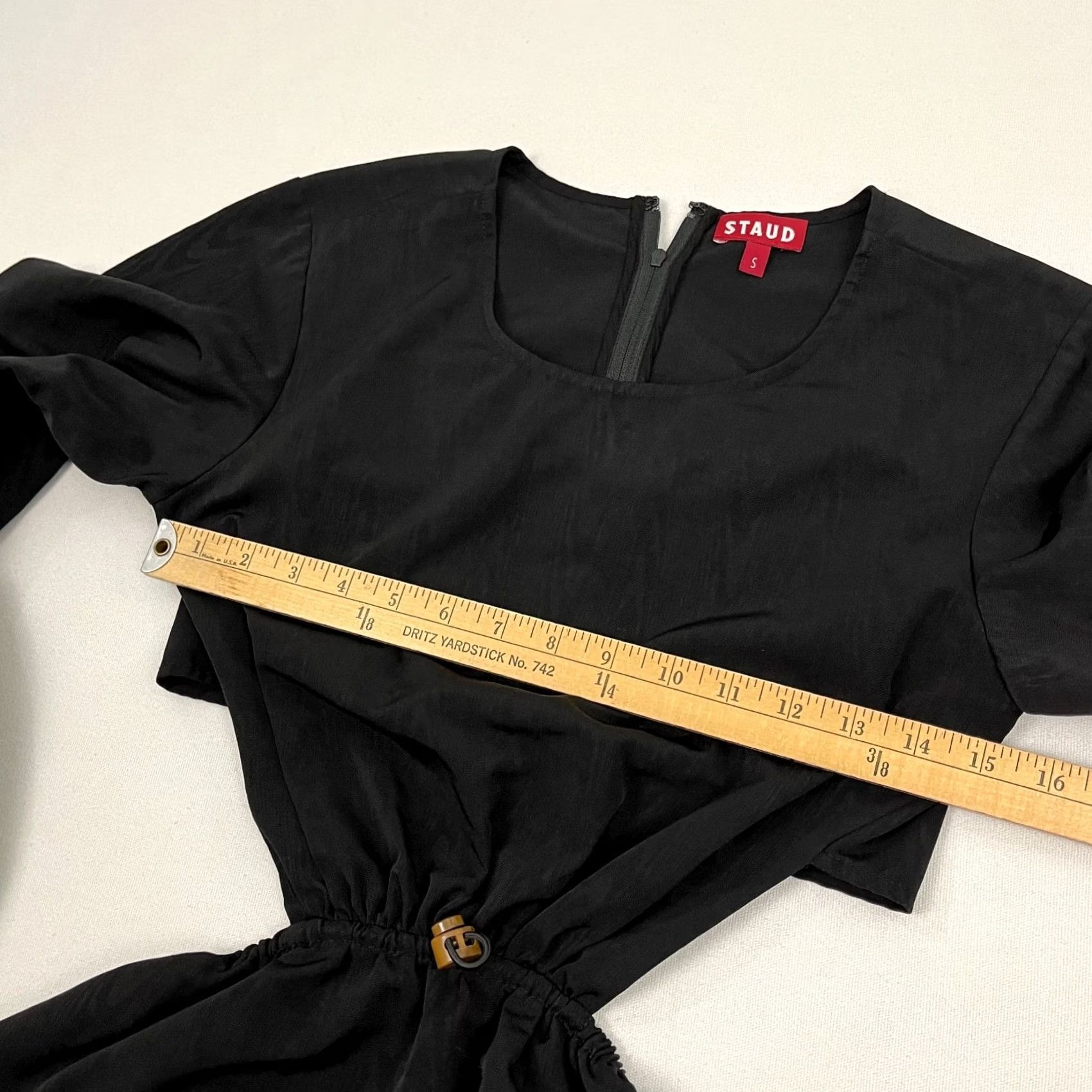 Staud Staud Ivy Top Womens S Black Wood Grain Peplum Cut Out Festival Avantgarde Shirt Regular Womens Black Ivy Top S Size S / US 4 / IT 40 - 6 Thumbnail