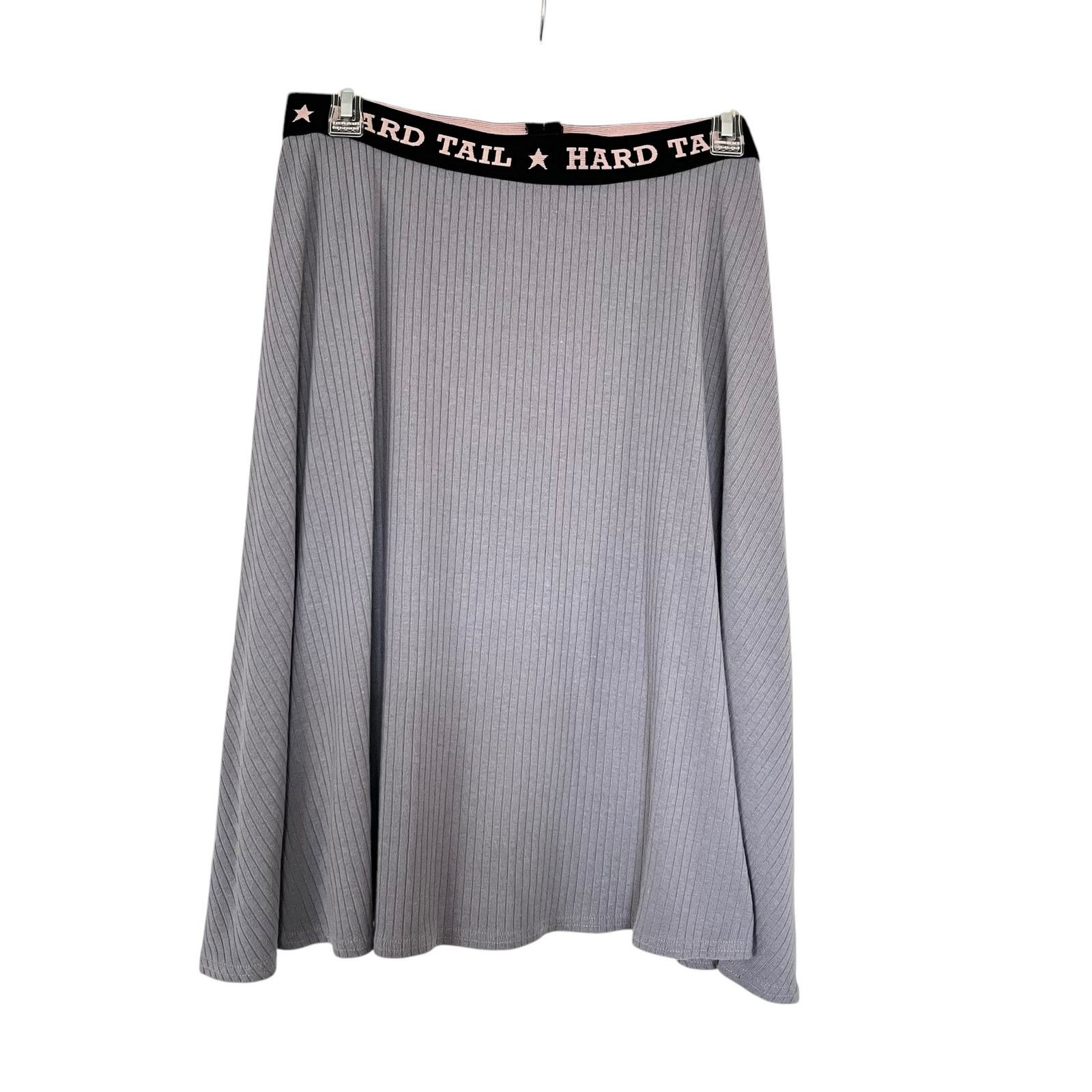 Hard Tail Hard Tail Gray Ribbed Jersey A-Line Elastic Waist Midi Skirt Size 28" / US 6 / IT 42 - 1 Thumbnail