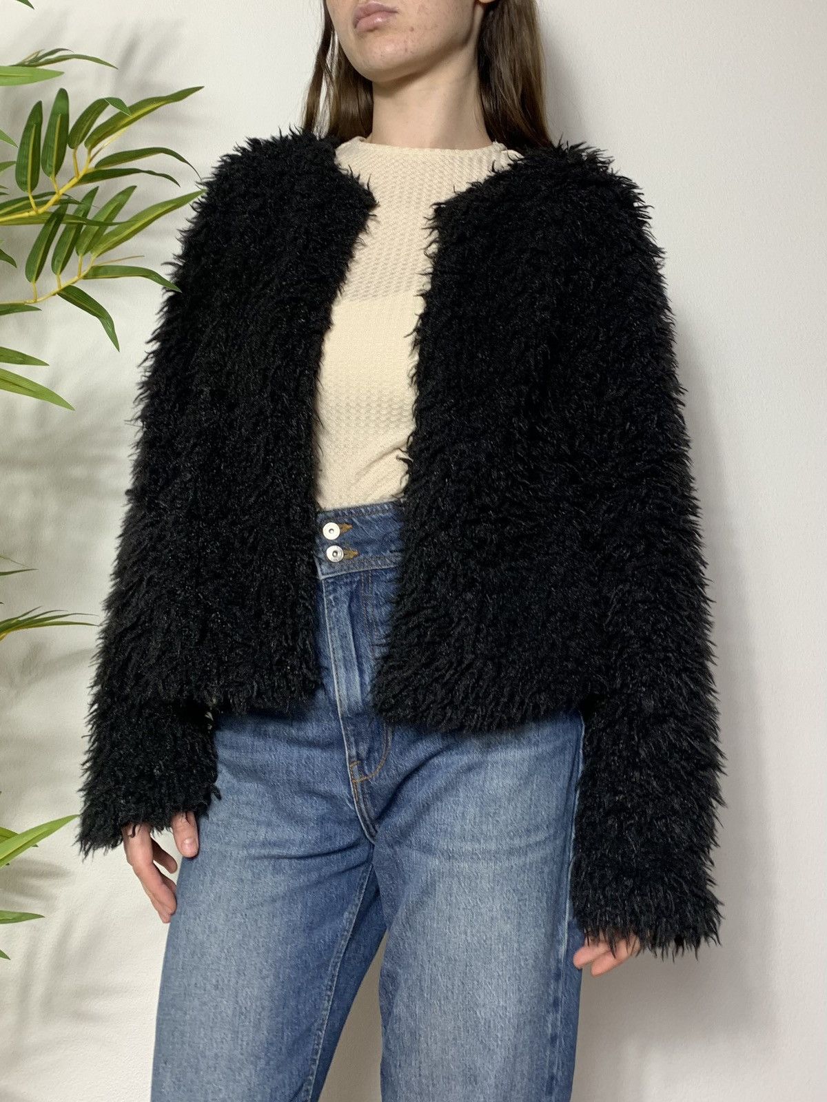 image of Vintage Avant Garde Fluffy Mohair Black Faux Fur Coat, Women's (Size Small)