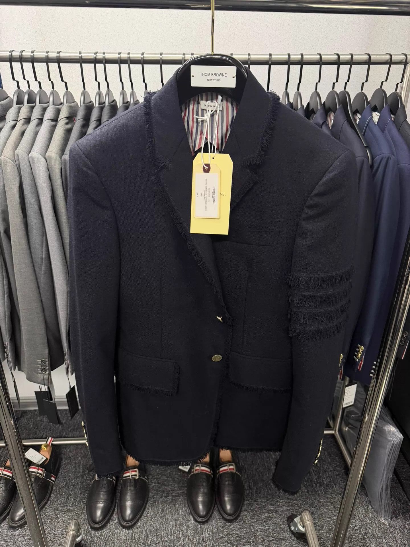 Thom Browne THOM BROWNE Navy Fringe 4-Bar Slim Blazer Size US M / EU 48-50 / 2 - 1 Thumbnail