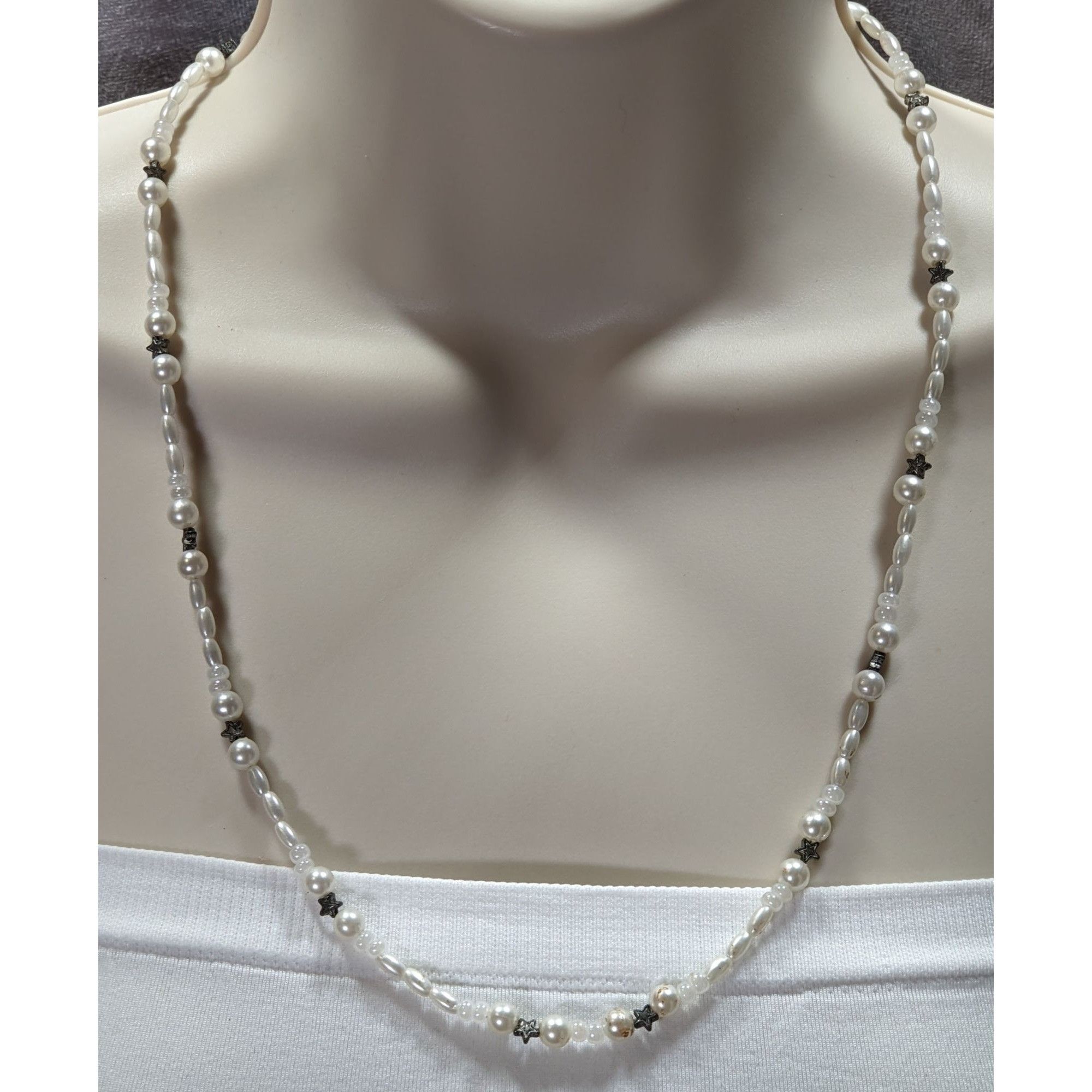Other Handmade Whimsical Faux Pearl Necklace With Star Accents Size ONE SIZE - 3 Thumbnail