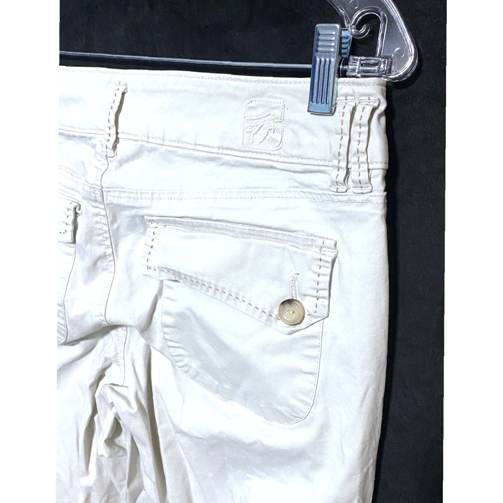 AG Jeans VINTAGE Jag Jeans Chino Pants Womens 8 Khakis Stretch Straight Leg Flap Button Pockets Cream 8 Womens Jeans Pants Size 30" / US 8 / IT 44 - 3 Thumbnail