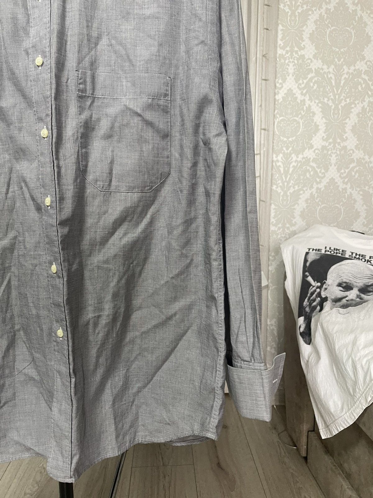 Dior Cristian Dior Shirt Pur Coton Longsleeve Cufflinks Graphites Size US XL / EU 56 / 4 - 4 Thumbnail