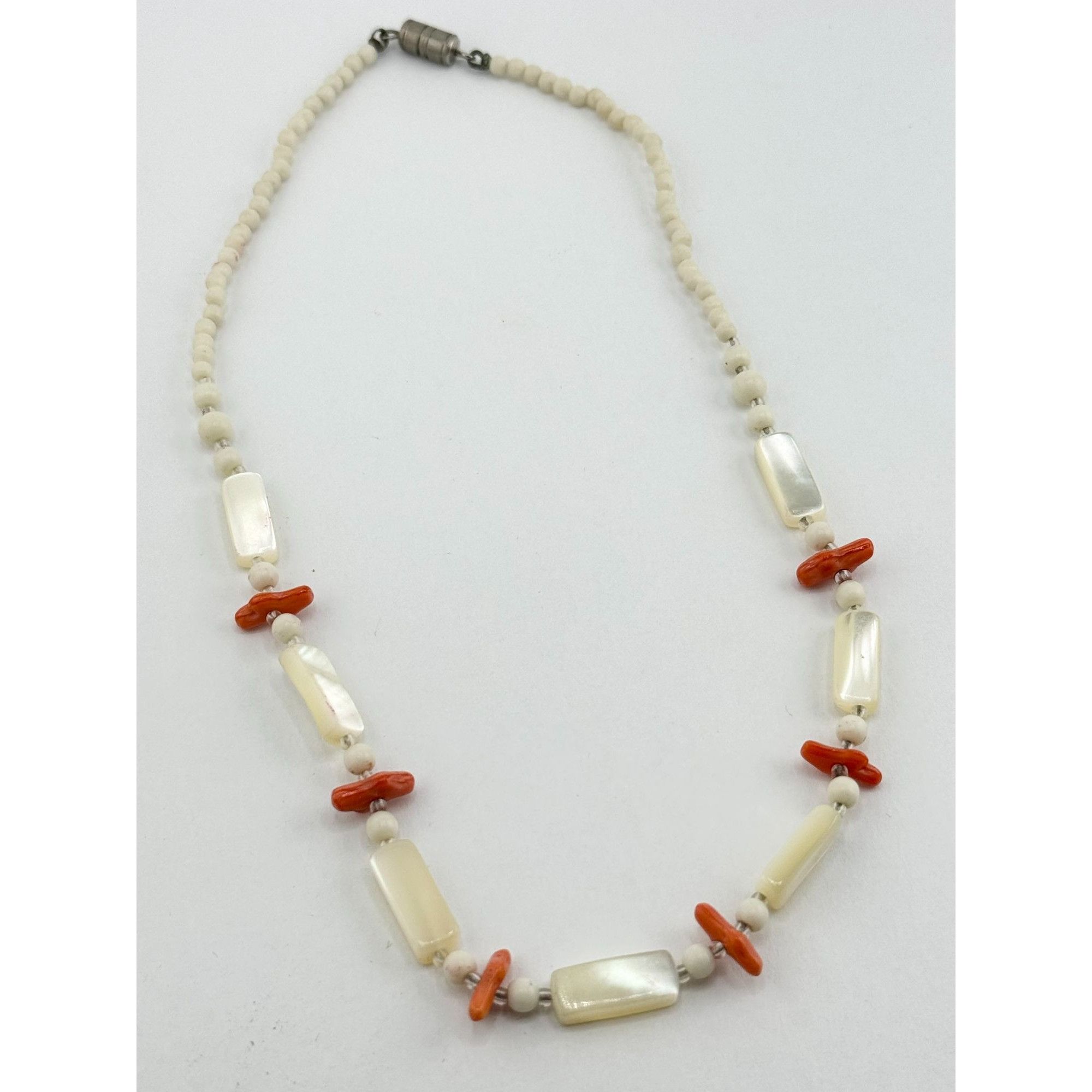 Vintage Vintage Abalone Shell Mother of Pearl Coral necklace Size ONE SIZE - 2 Thumbnail