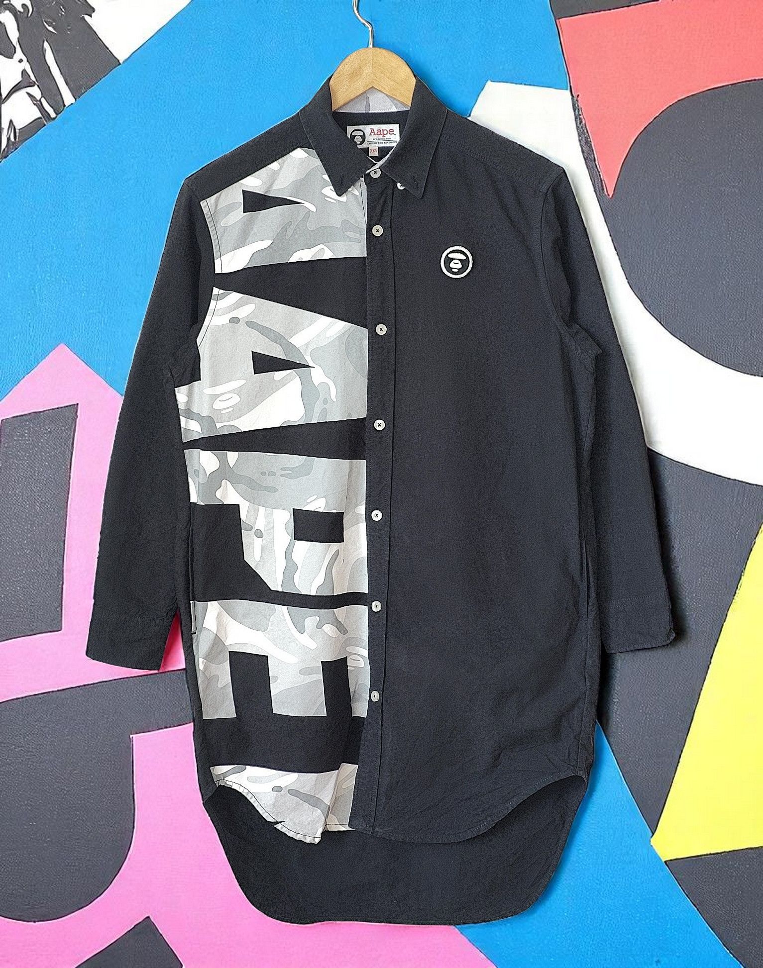 Aape Aape by A Bathing Ape Big Logo Button Up Long Shirt Size US M / EU 48-50 / 2 - 1 Thumbnail