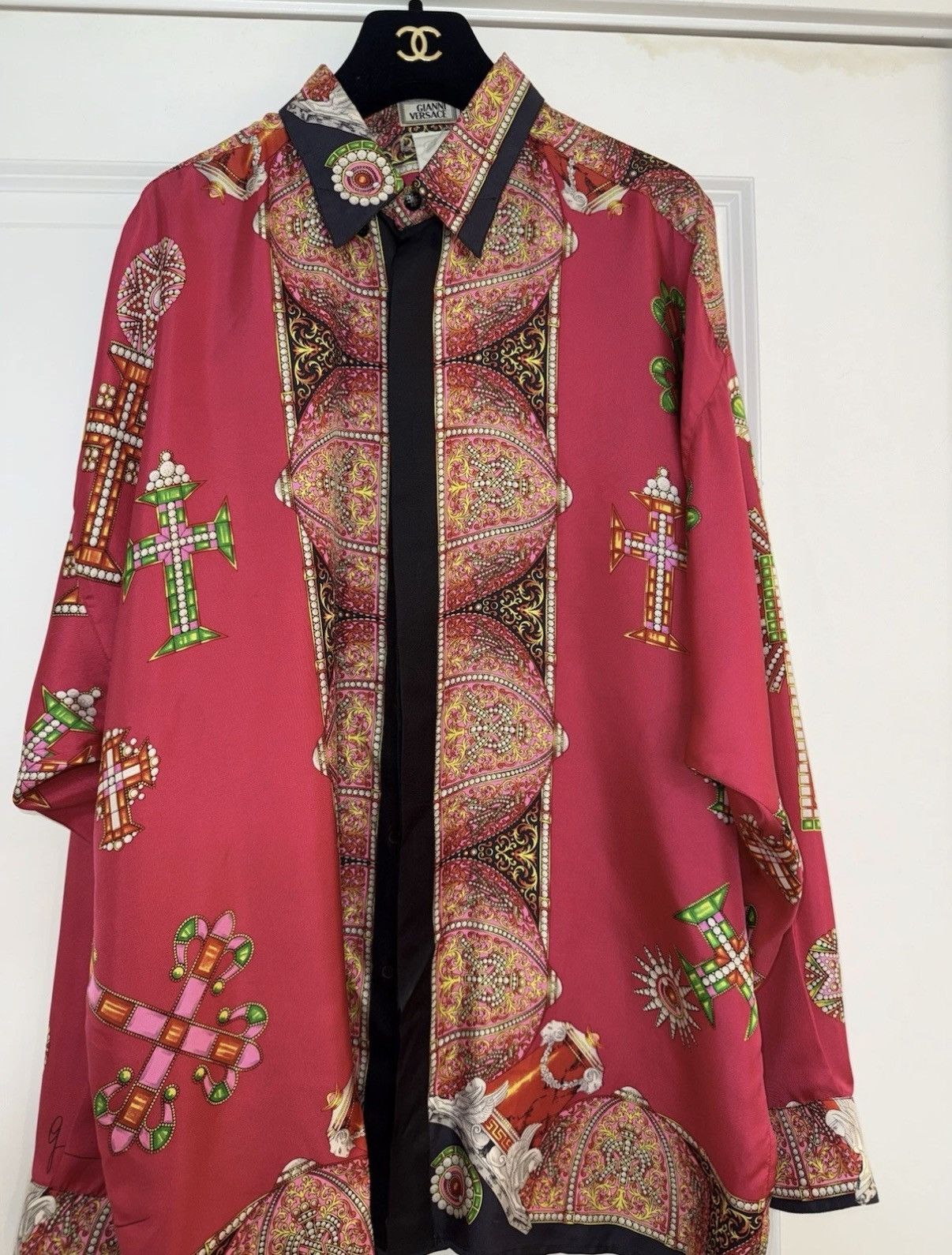 Versace GIANNI VERSACE Silk shirt Le Croci print IT 48 S/S 1992 Size US M / EU 48-50 / 2 - 9 Thumbnail