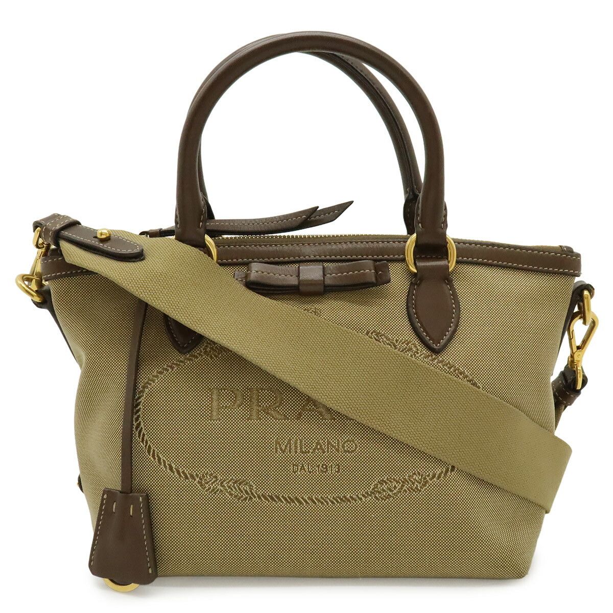 Prada Prada Prada Logo Jacquard Canvas Leather 2way Bag Textile Shoulder Bag 1BA111 DUTY FREE for USA Size ONE SIZE - 1 Thumbnail