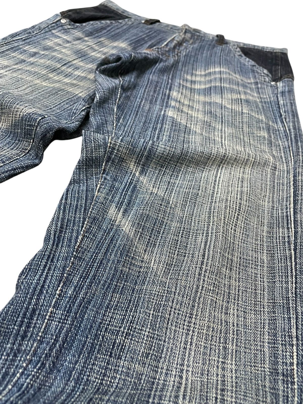 Blue Blue Japan × Hysteric Glamour × Japanese Brand Gumu International Indigo Wash Hand Stripped Woven Jeans Size US 30 / EU 46 - 11 Thumbnail