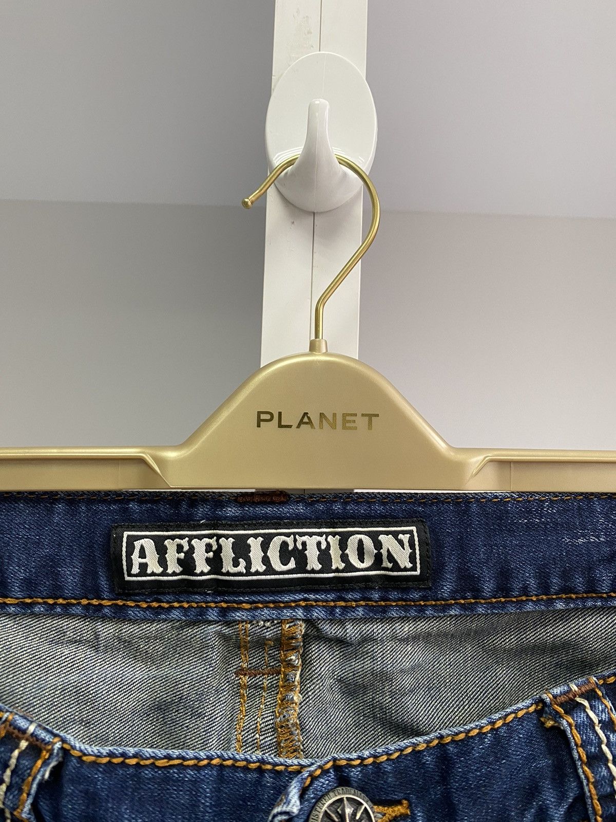 Affliction × Vintage Vintage Affliction Men's Denim Jeans Embroidered Blue Size US 38 / EU 54 - 6 Thumbnail