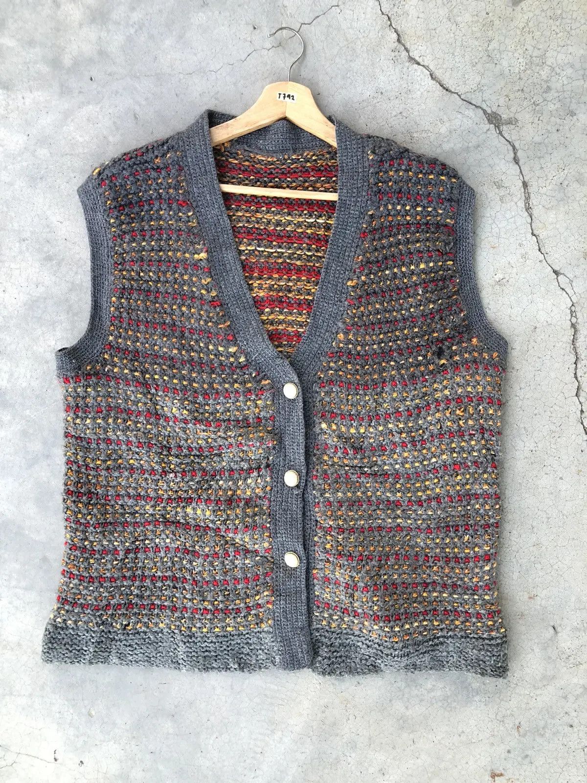Vintage Knitted V-Neck Sweater Cardigan Vest