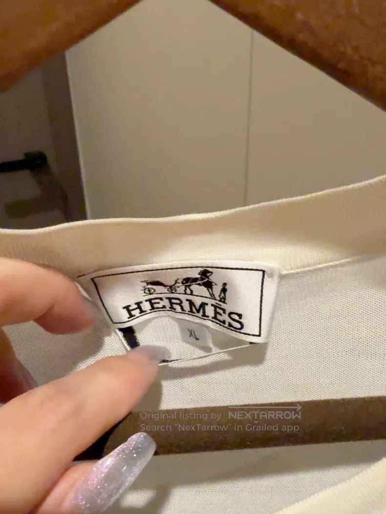 Hermes Hermes Men's short-sleeve knitwear, diamond pattern design Size US XL / EU 56 / 4 - 3 Thumbnail