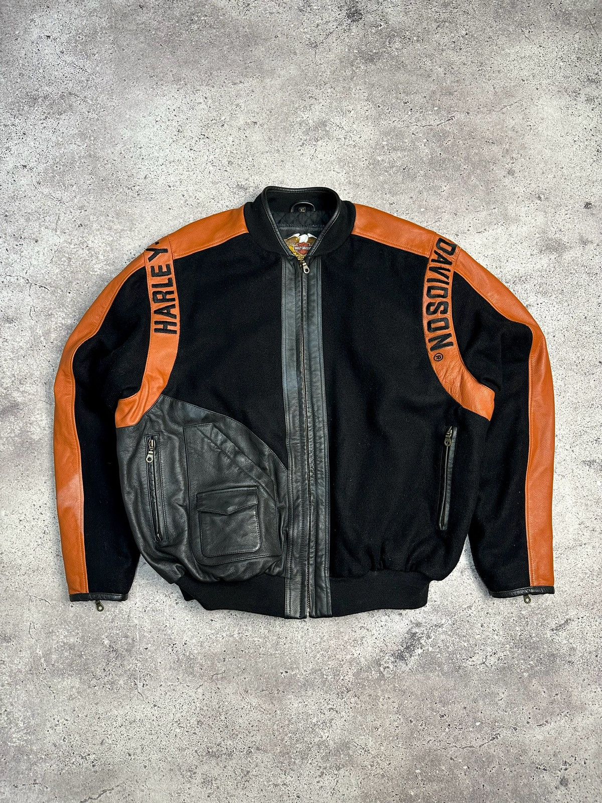 Harley Davidson × Vintage Vintage Harley Davidson Leather/Wool Bomber Jacket Archival Size US XL / EU 56 / 4 - 4 Thumbnail