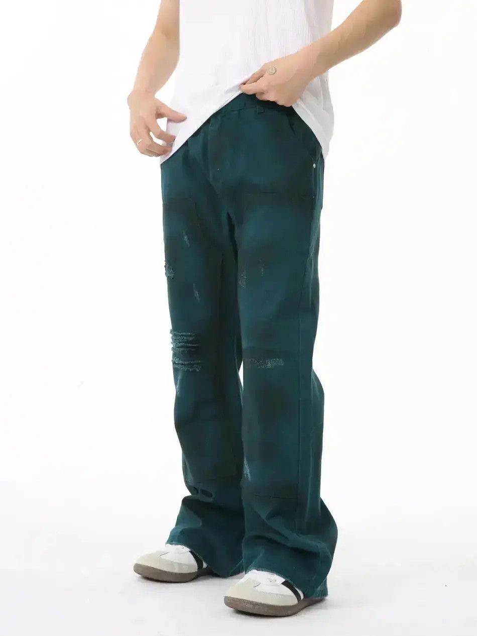 Japanese Brand Retro loose straight leg ripped jeans Size US 32 / EU 48 - 6 Thumbnail