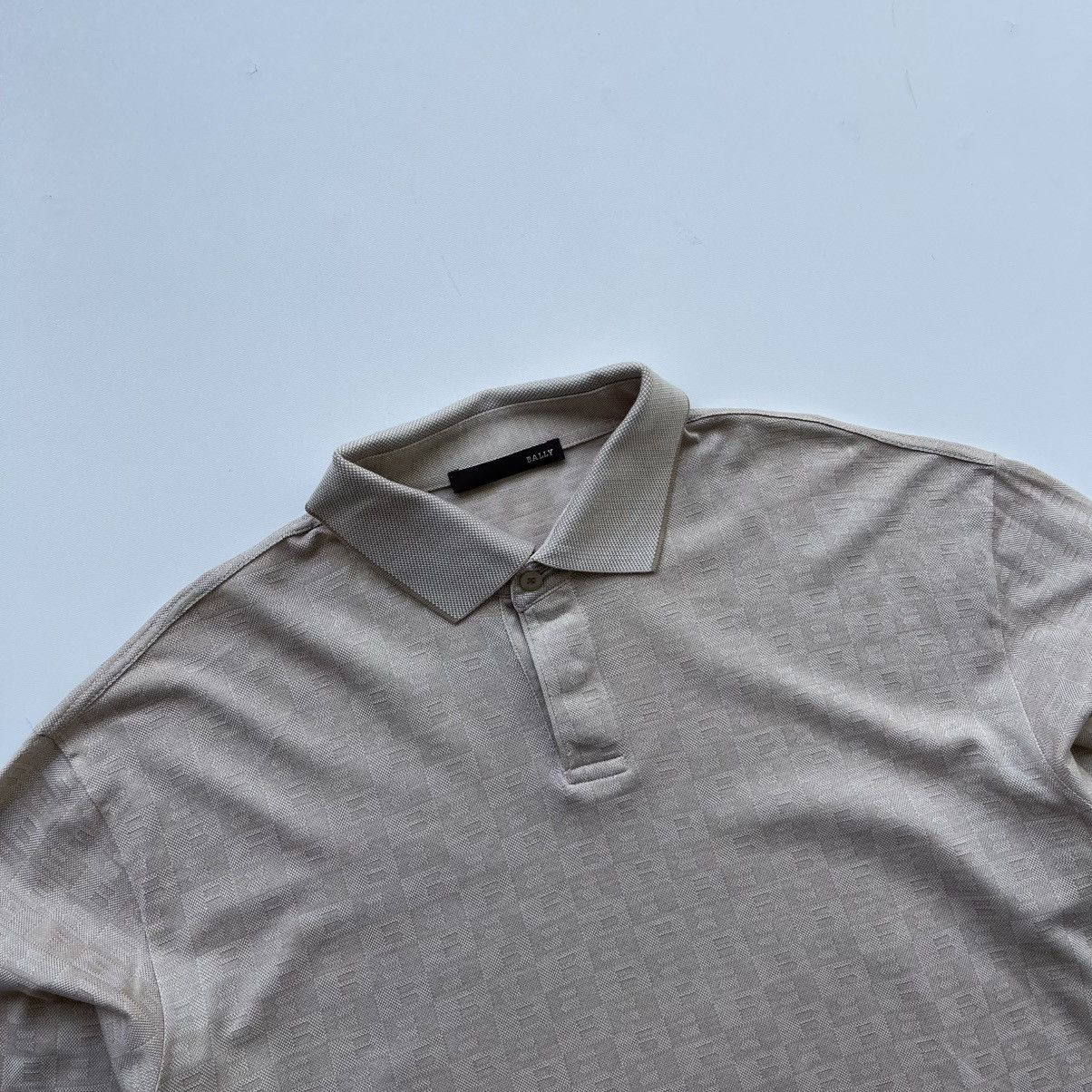Bally × Vintage Bally Monogram Pure Cotton Polo Long Sleeve Vintage Beige Size US L / EU 52-54 / 3 - 2 Thumbnail