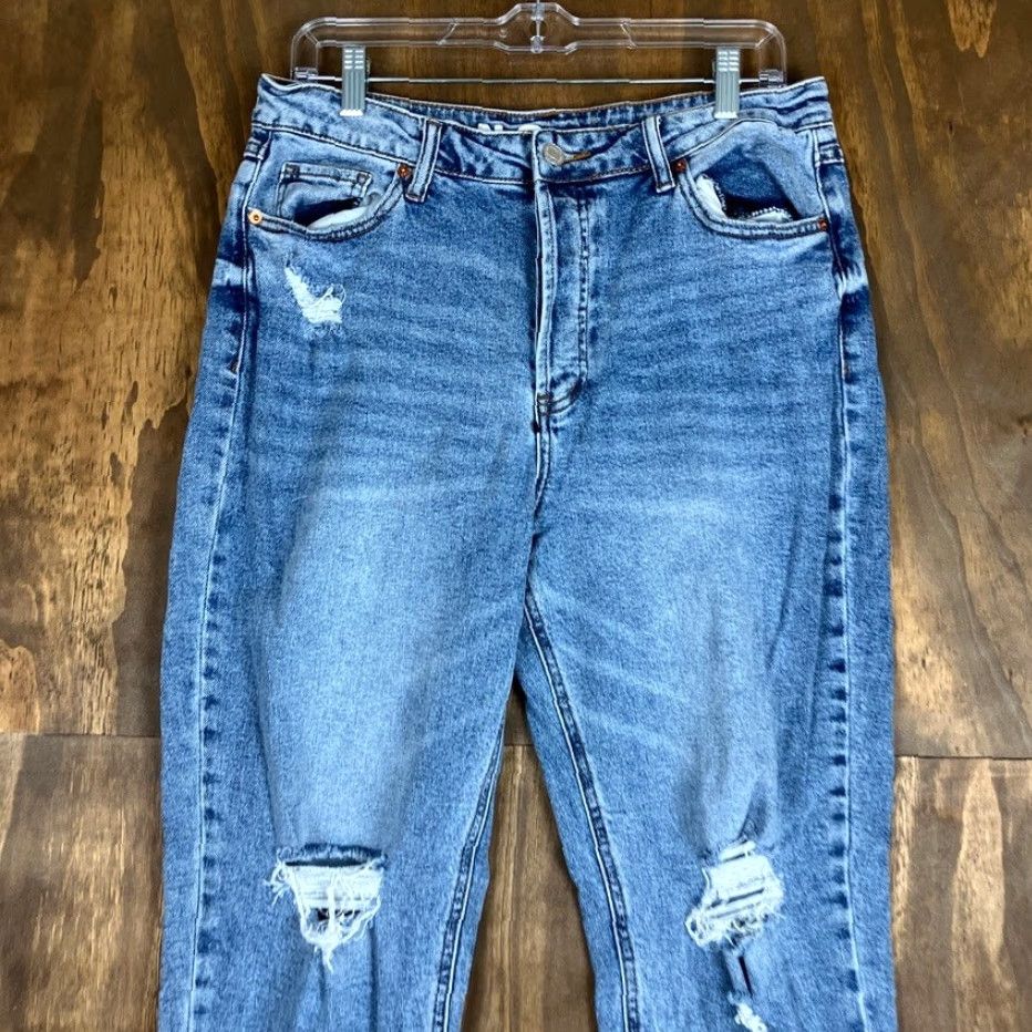 Vintage S.O.N.G Womens Jeans Blue Denim High Rise Classic Mom Distressed Stretch 11 30 Size 32" / US 10 / IT 46 - 2 Thumbnail