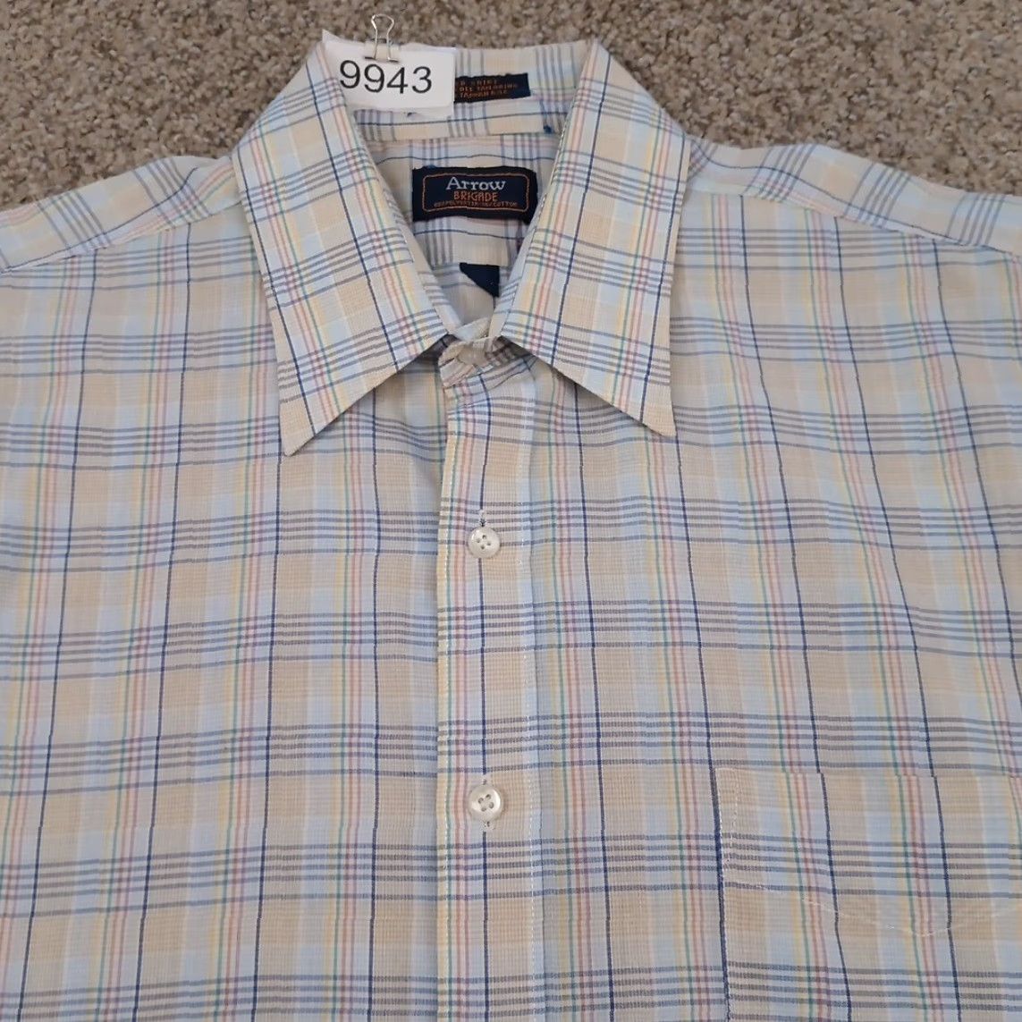 Arrow Arrow Shirt Mens 16.5 Multicolor Plaid Long Sleeve Button Up Cotton Blend Shirt Mens XS-XL? No Size US XL / EU 56 / 4 - 2 Thumbnail