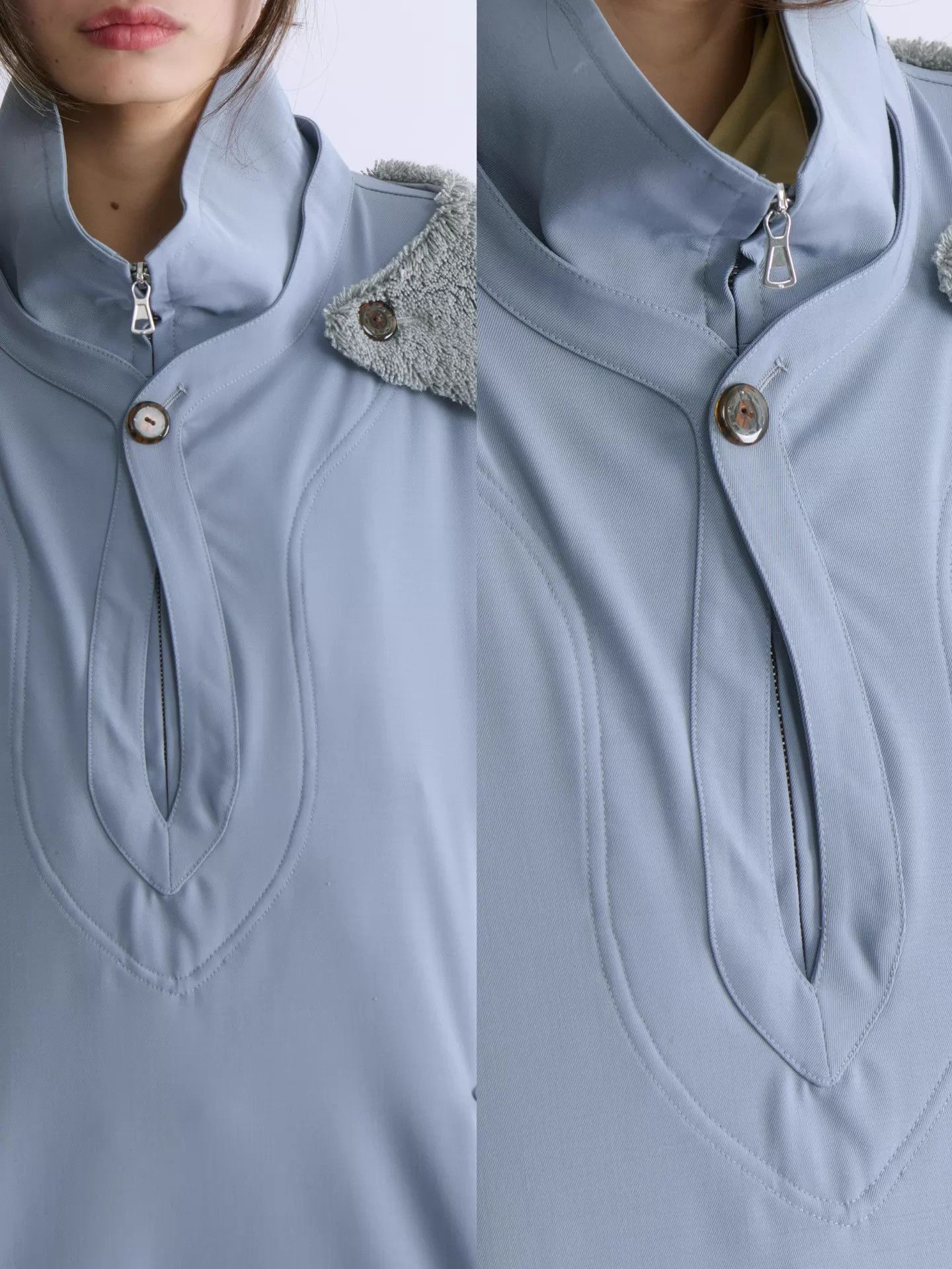 Kiko Kostadinov KIKO KOSTADINOV Men’s Asymmetric Slate Blue Panelled Coat Size US S / EU 44-46 / 1 - 7 Thumbnail
