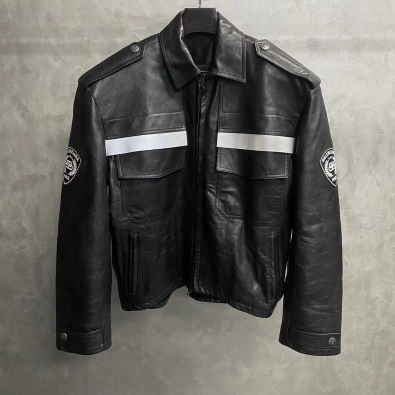 Balenciaga Balenciaga Black 3m Reflective Striped Leather Jacket Size US L / EU 52-54 / 3 - 1 Thumbnail