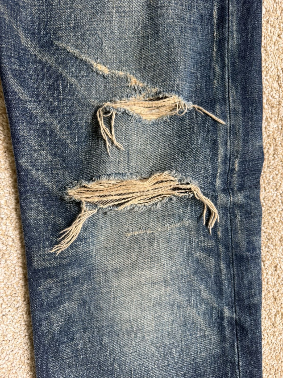 Celine Kurt Blowout Distressed Blue Marble Wash Denim Size US 29 - 4 Thumbnail