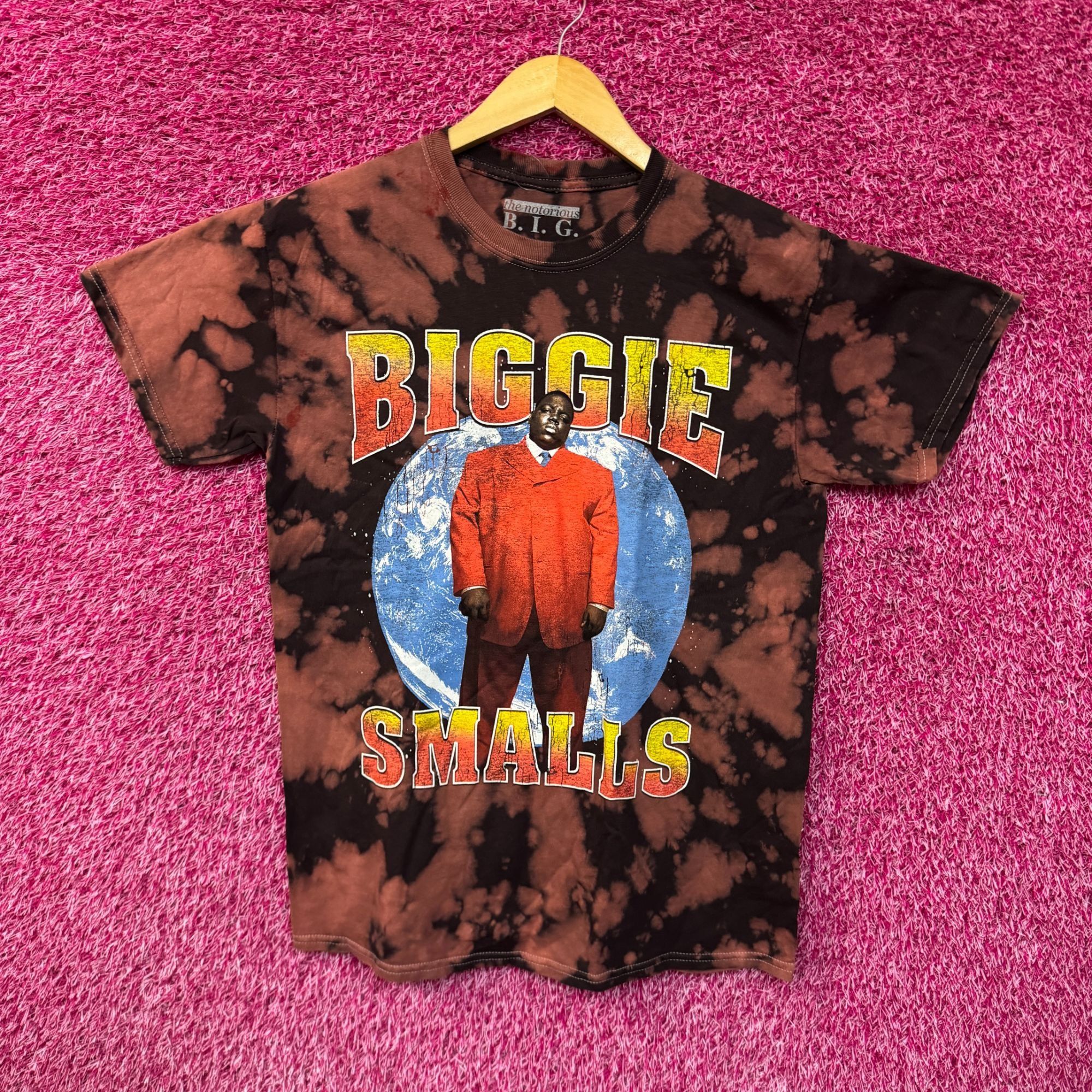 Rap Tees Biggie Smalls Kingpin of Planet Earth Hip Hop Bleach Dye M Size US M / EU 48-50 / 2 - 1 Thumbnail