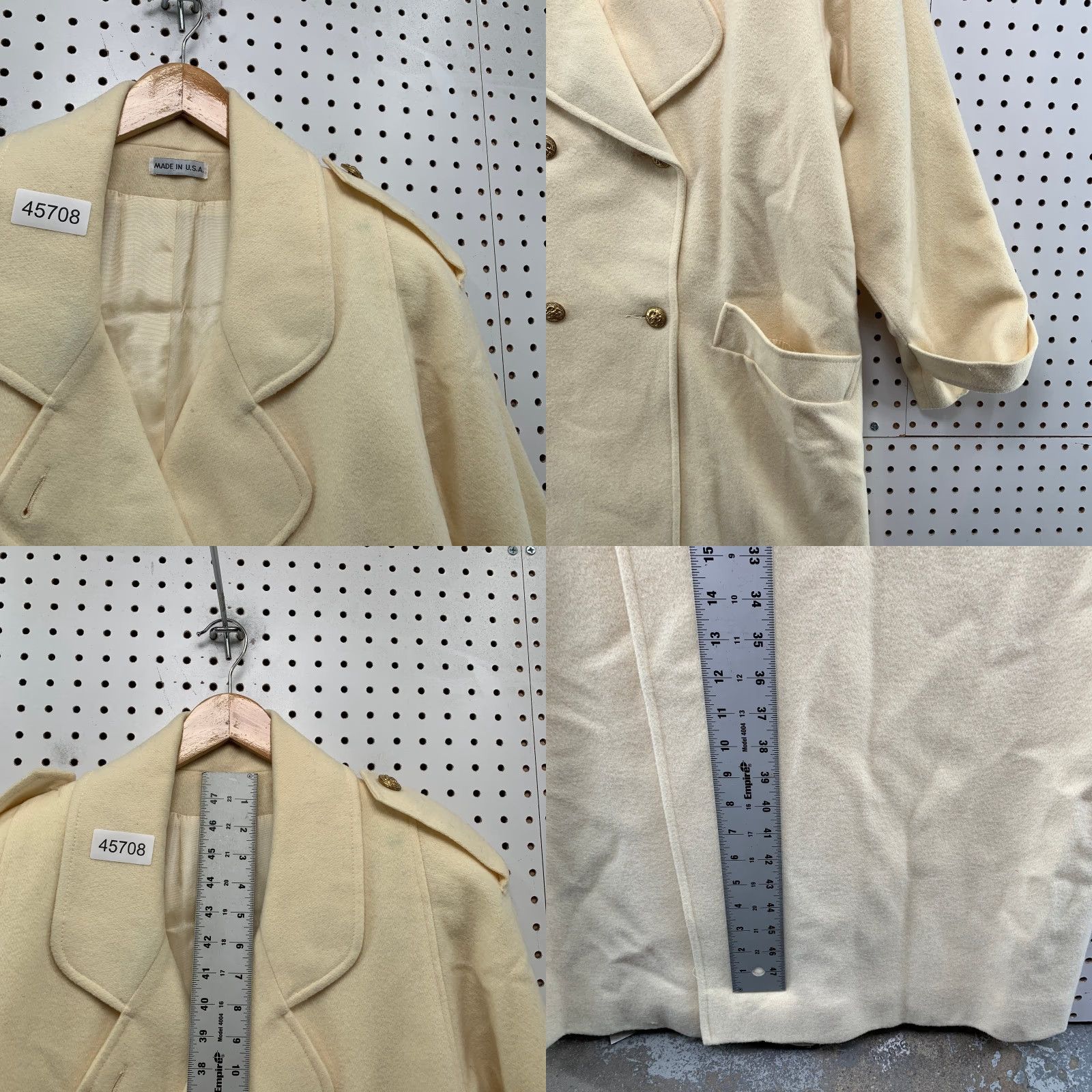 Doublet VINTAGE 100% WOOL Beige Trench Coat Womens 16 XL Double Breasted Made USA Coat Trench Beige Wool 90s Women US Vintage 16 XL Size XXL / US 16-18 / IT 52-54 - 8 Thumbnail