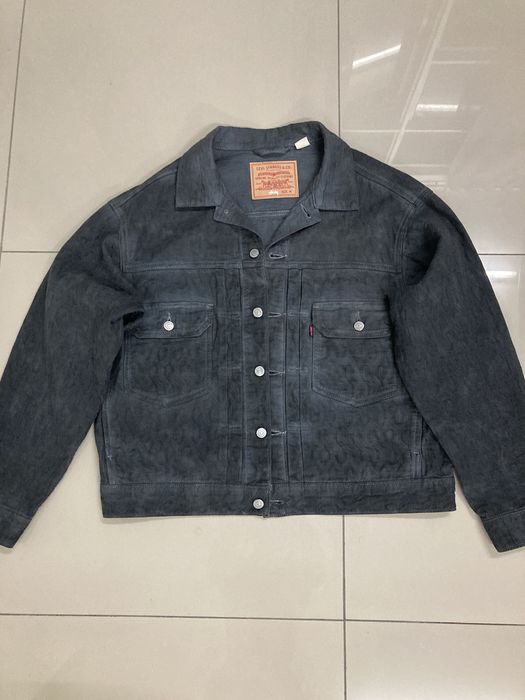 Stussy Stüssy x Levi’s Black Jacquard Denim Trucker Jacket | Grailed