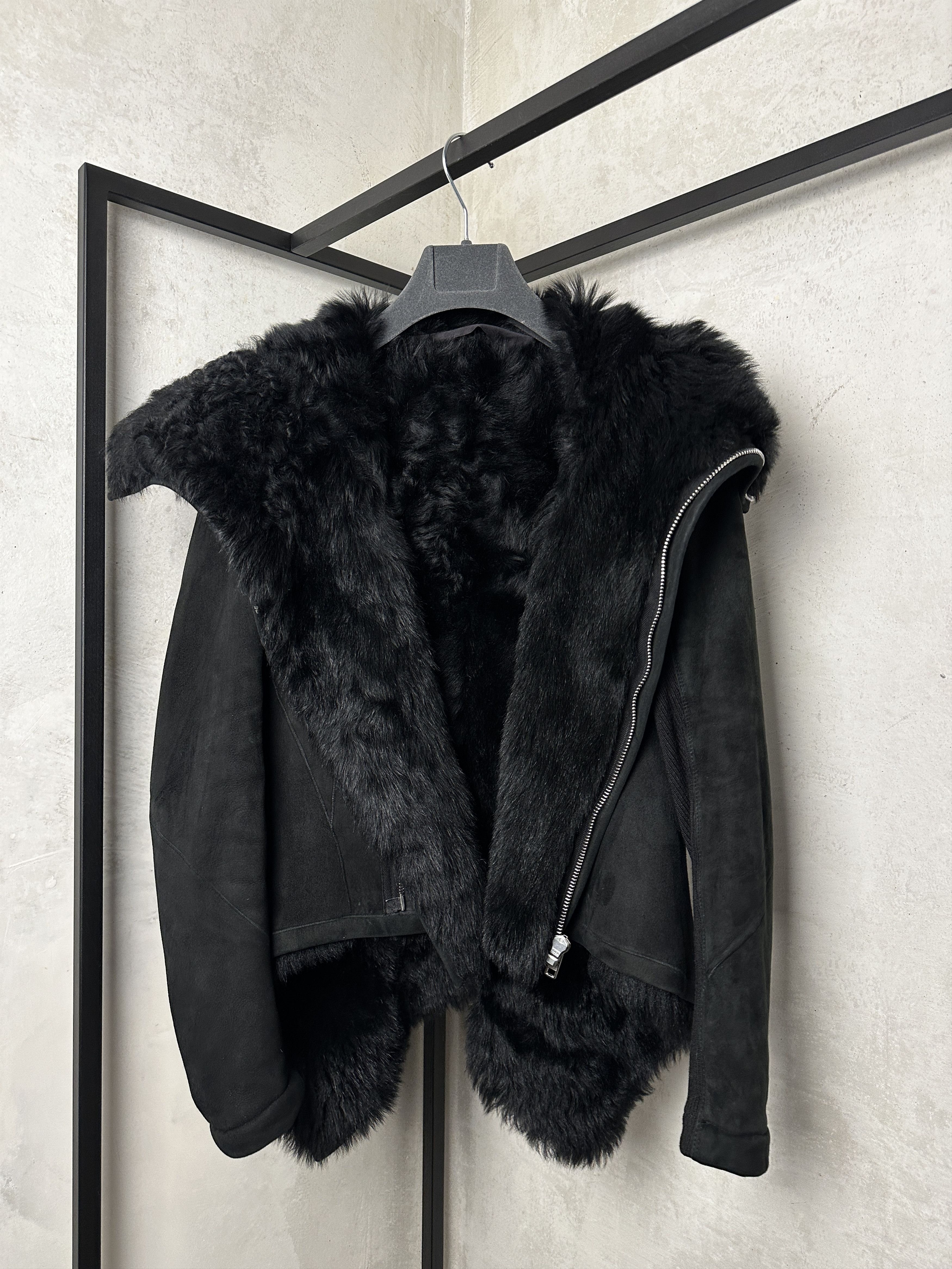 Rick Owens Rick Owens FW14 Naska Biker Black Shearling Jacket Size S / US 4 / IT 40 - 3 Thumbnail