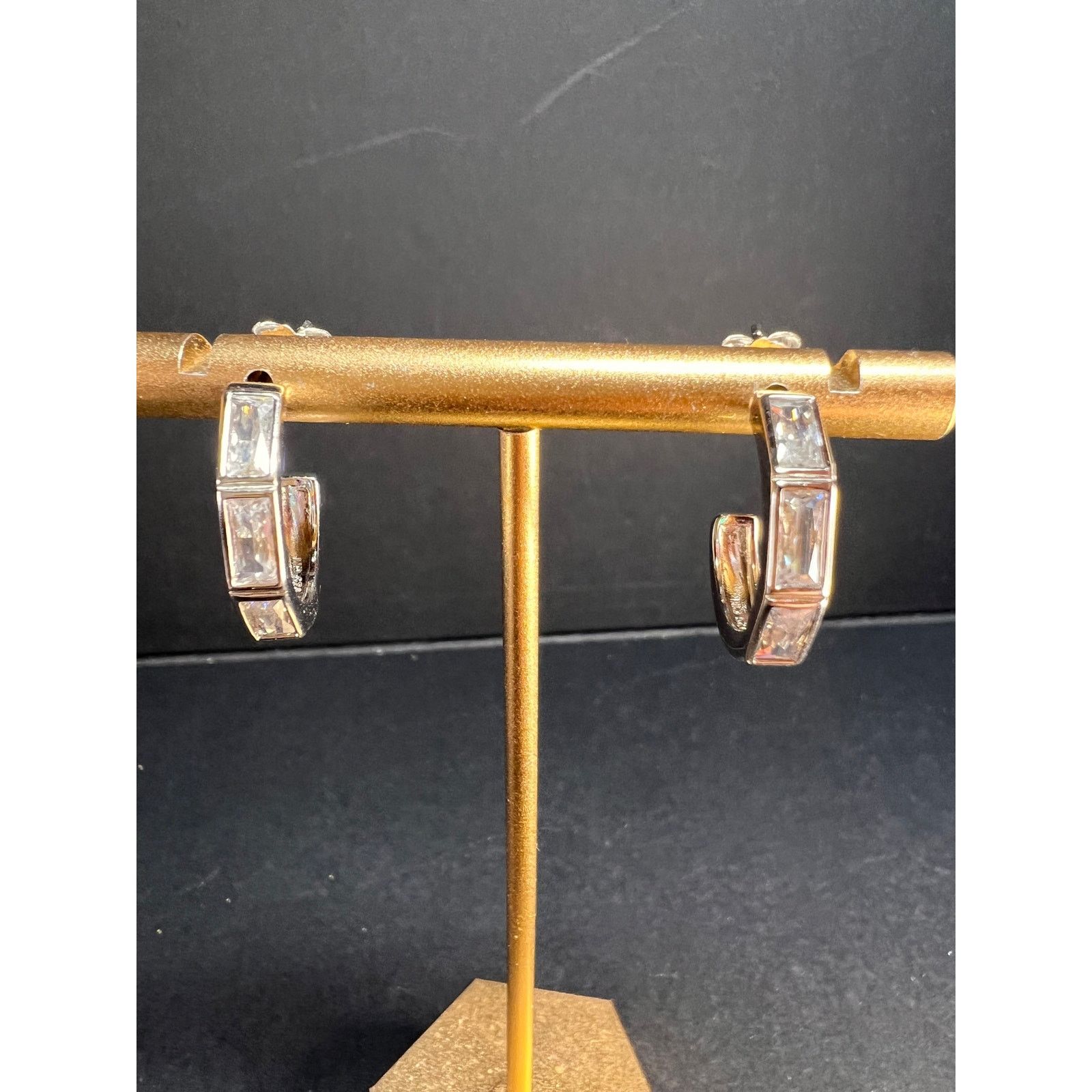 Other CZ half hoop earrings in sterling silver Size ONE SIZE - 1 Thumbnail
