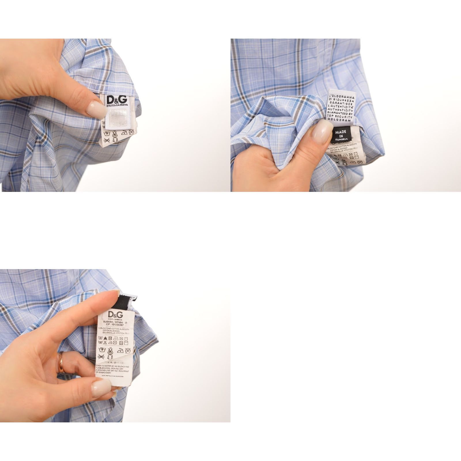 Dolce & Gabbana DDP Vintage Dolce Gabbana Blue Check Cotton Dress Shirt RS0594 Size 16 41 Mens Shirt, Blue, Cotton, Dress Shirt, Regular Fit Size 42R - 8 Thumbnail