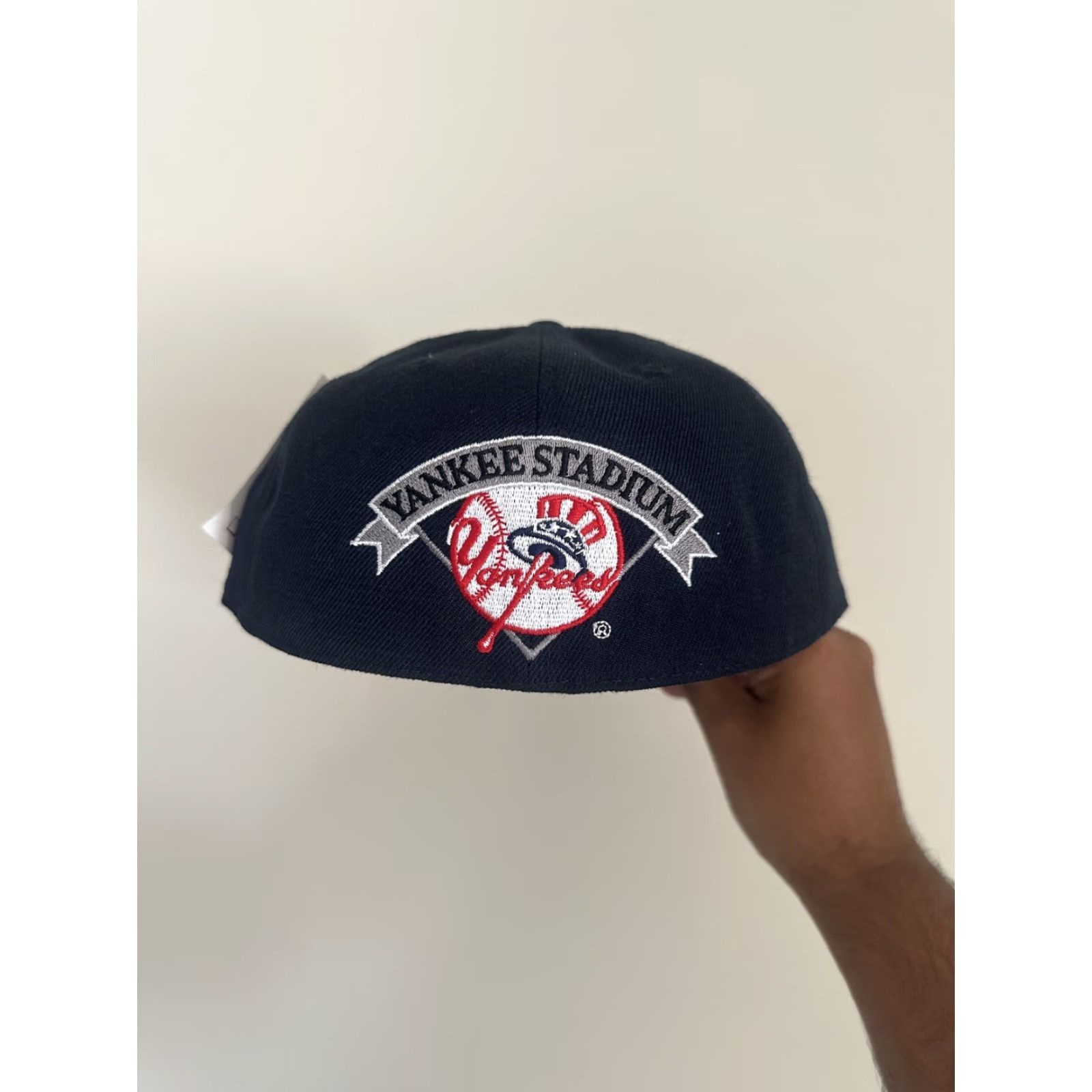 Drew VINTAGE Drew Pearson NY Yankees Fitted Hat - 7 1/8 - Navy Blue - Wool - NEW WITH TAGS - Baseball Cap - Men Size ONE SIZE - 3 Thumbnail