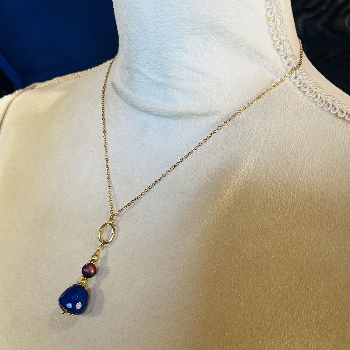Handmade Handcrafted vintage bead drop pendant on chain necklace Size ONE SIZE - 4 Thumbnail