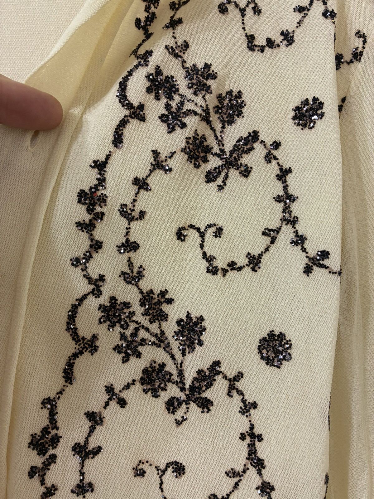 Jean Paul Gaultier Jean Paul Gaultier Cream and Black Embroidered Blouse Size US M / EU 48-50 / 2 - 3 Thumbnail