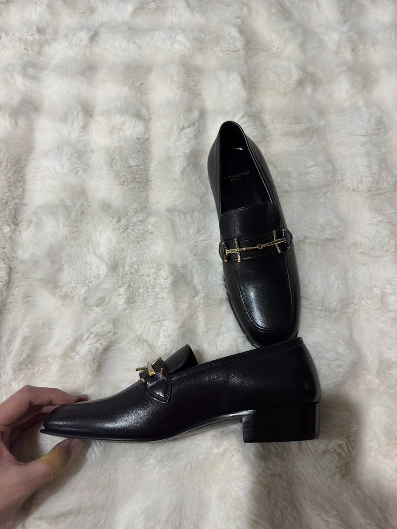 Saint Laurent Paris Saint Laurent Paris Black Gold Loafers shoes Size US 8 / EU 41 - 8 Thumbnail