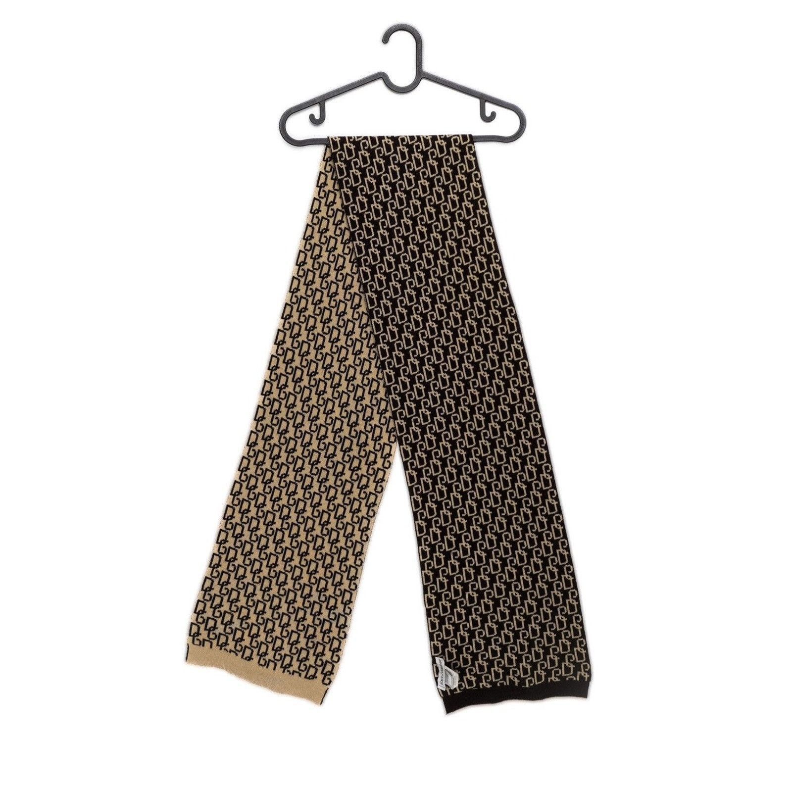 Dolce & Gabbana Dolce Gabbana Brown Monogram DG Logo Wool Scarf Size ONE SIZE - 1 Thumbnail