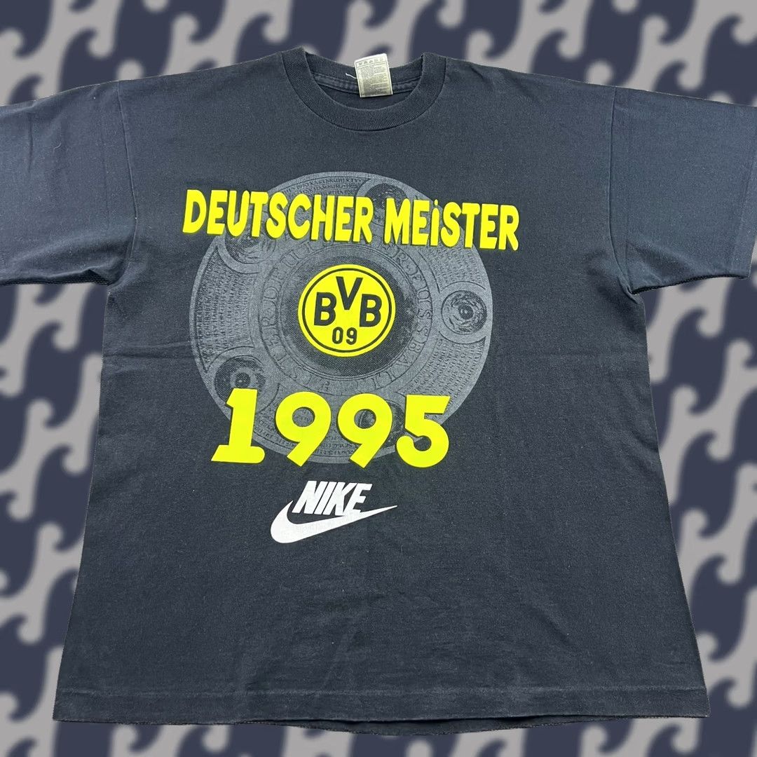 Nike VINTAGE Nike Borussia Dortmund 1995 Mens T-Shirt Black Large Football Deutscher Meister Shirt Mens Size US L / EU 52-54 / 3 - 1 Thumbnail